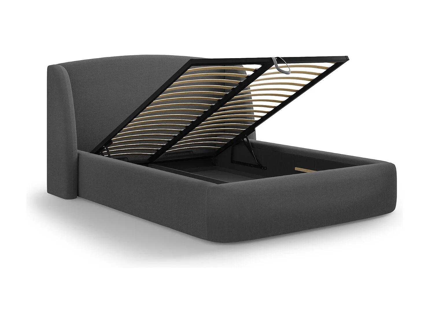 CXL by Christian Lacroix - Opbergbed met hoofdeinde "Aude" 180x200cm, Structurele stof, Donkergrijs - 216x202x103cm