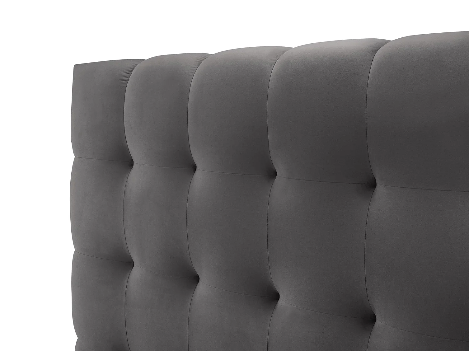 Cosmopolitan Design - Bett mit Bettkasten und Doppelkopfteil "Bali" 180x200cm aus Samt grau - 230x300x100cm