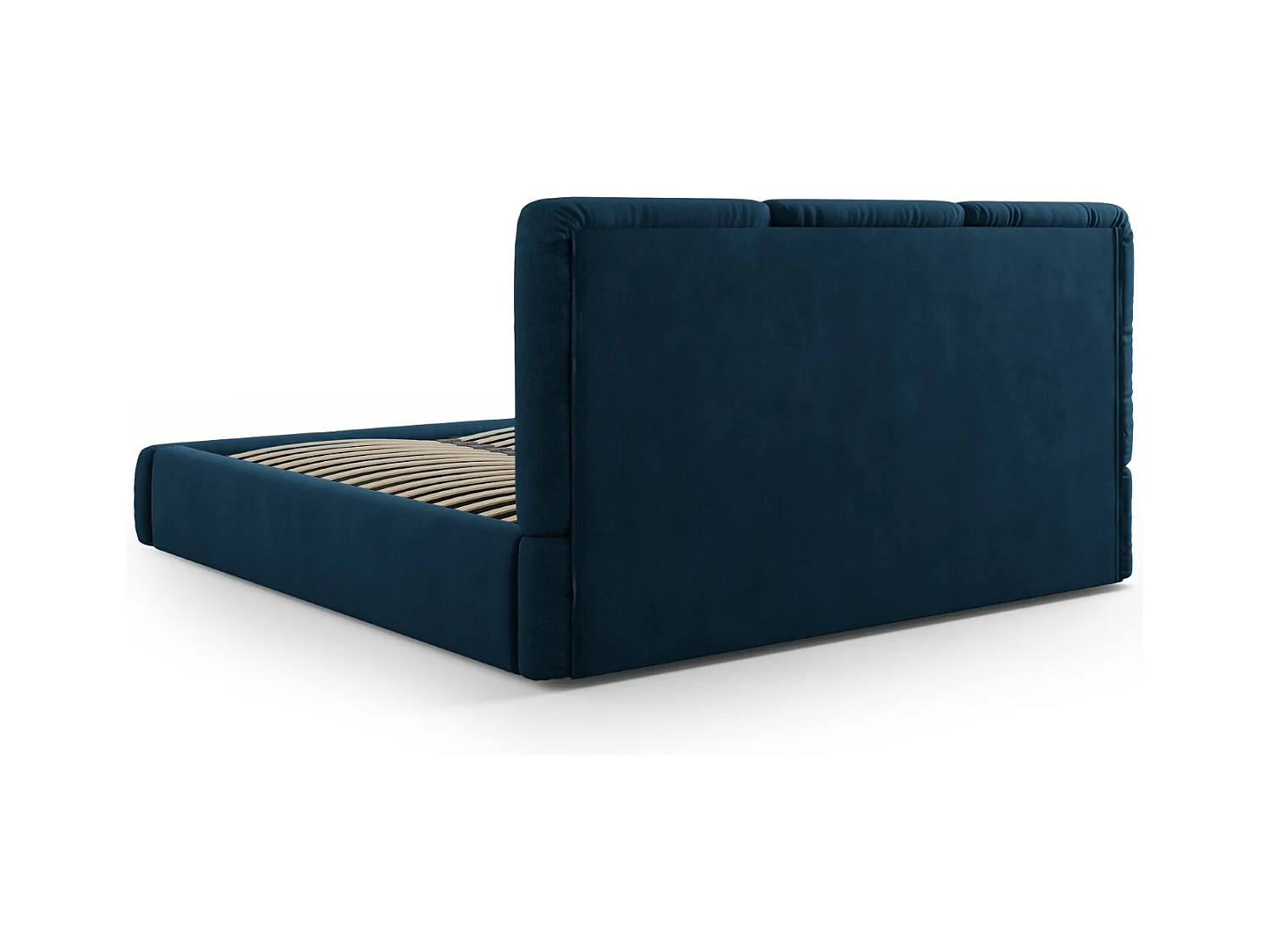 Cosmopolitan Design - Letto a cassettone con testiera "Nicolas" 160x200cm in ciniglia blu reale - 220x180x100cm