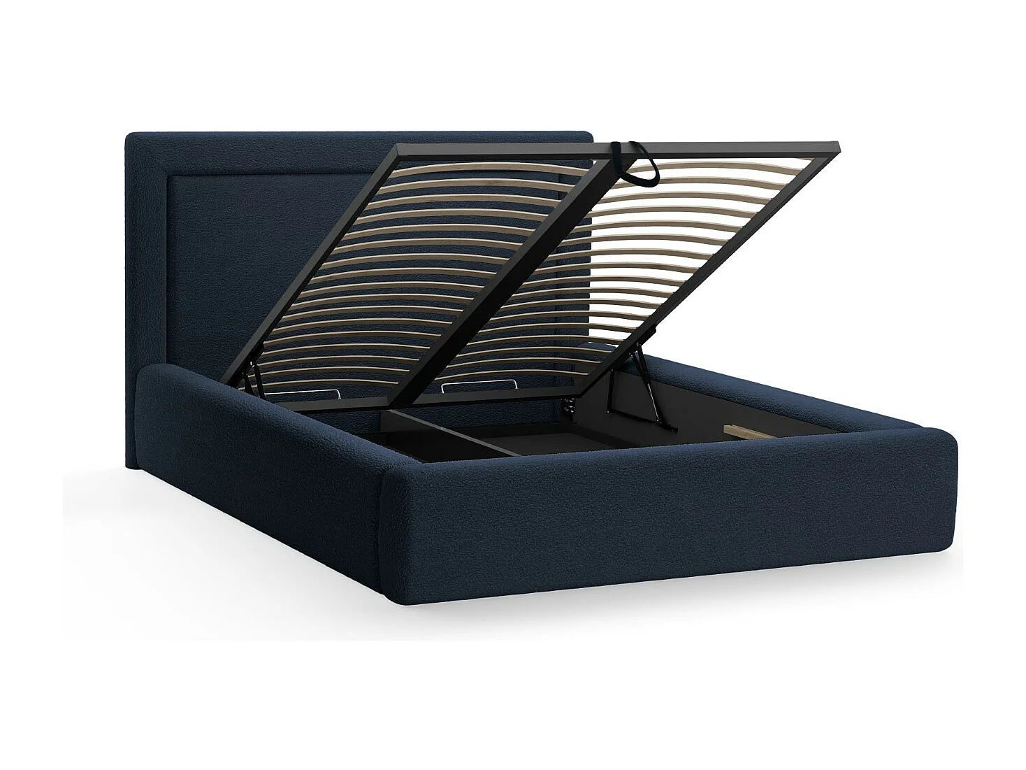 CXL by Christian Lacroix - Opbergbed met hoofdeinde "Valerie" 140x200cm, Boucle, Donkerblauw - 230x165x120cm