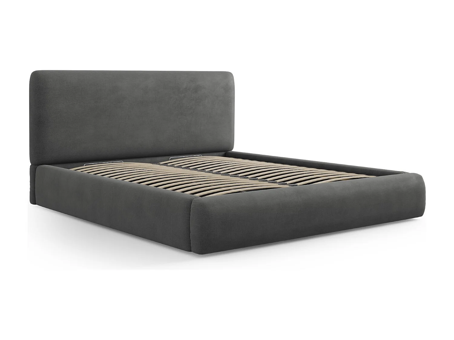 Cosmopolitan Design - Opbergbed met hoofdeinde "Colonel" 160x200cm, Chenille, Donkergrijs - 220x180x100cm