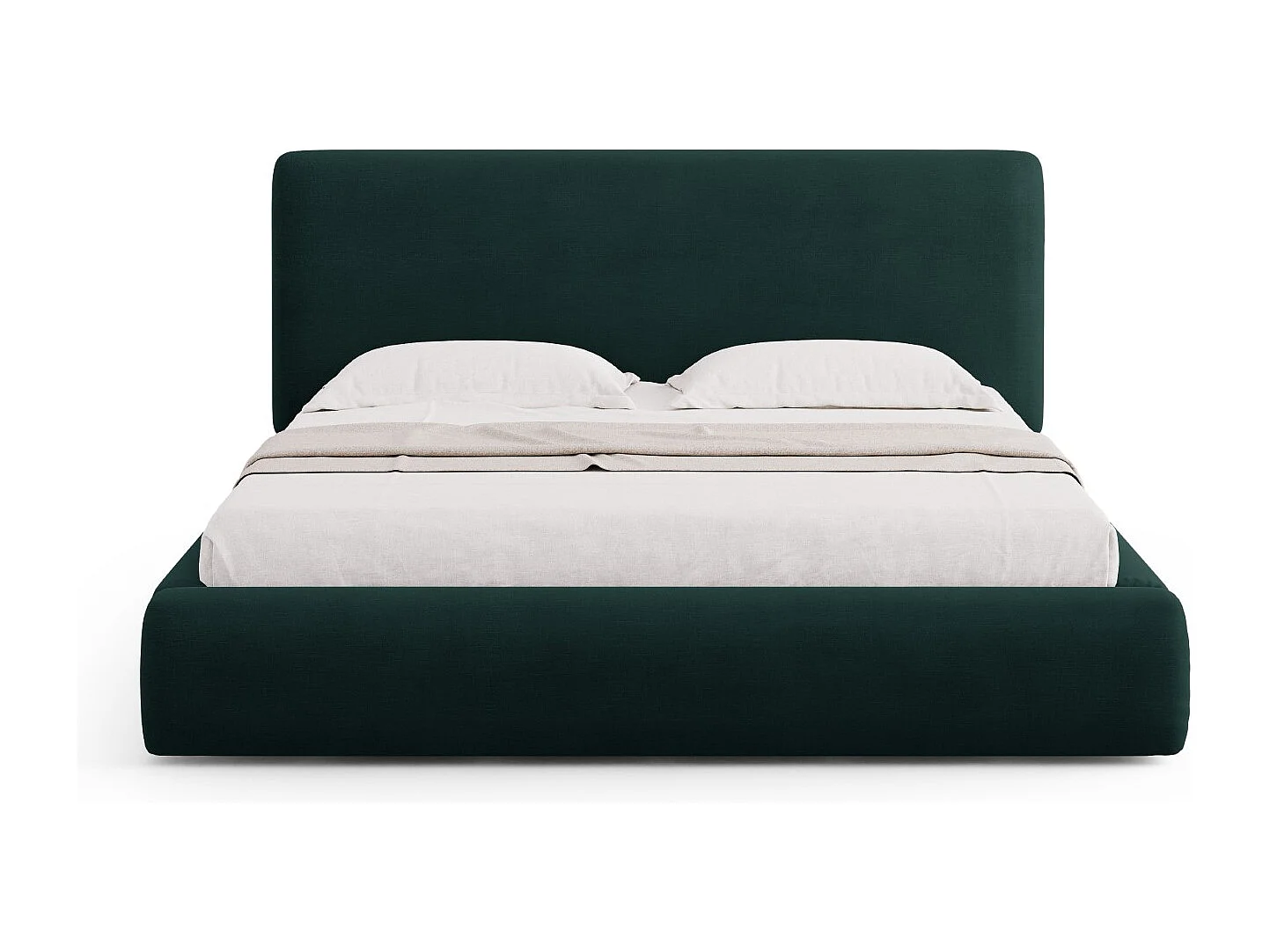 Cosmopolitan Design - Letto a cassettone con testiera "Colonel" 140x200cm in ciniglia verde bottiglia - 220x160x100cm