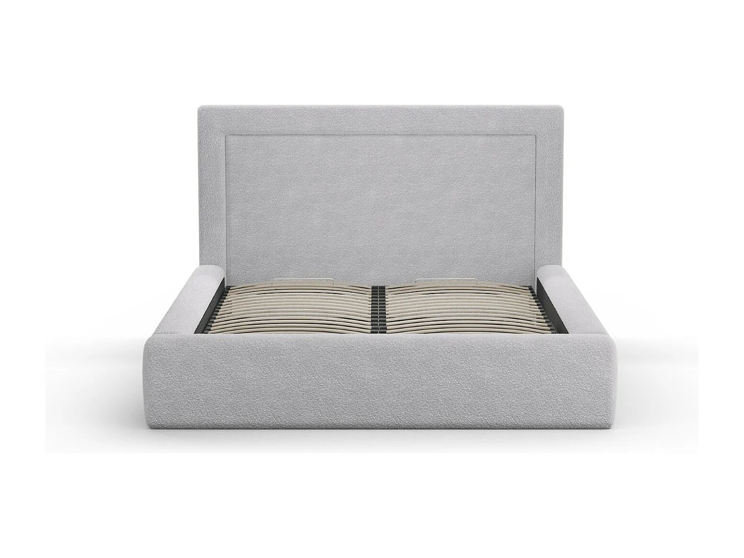 CXL by Christian Lacroix - Bett mit Bettkasten und Kopfteil "Valerie" 200x200cm aus Boucle hellgrau - 230x225x120cm