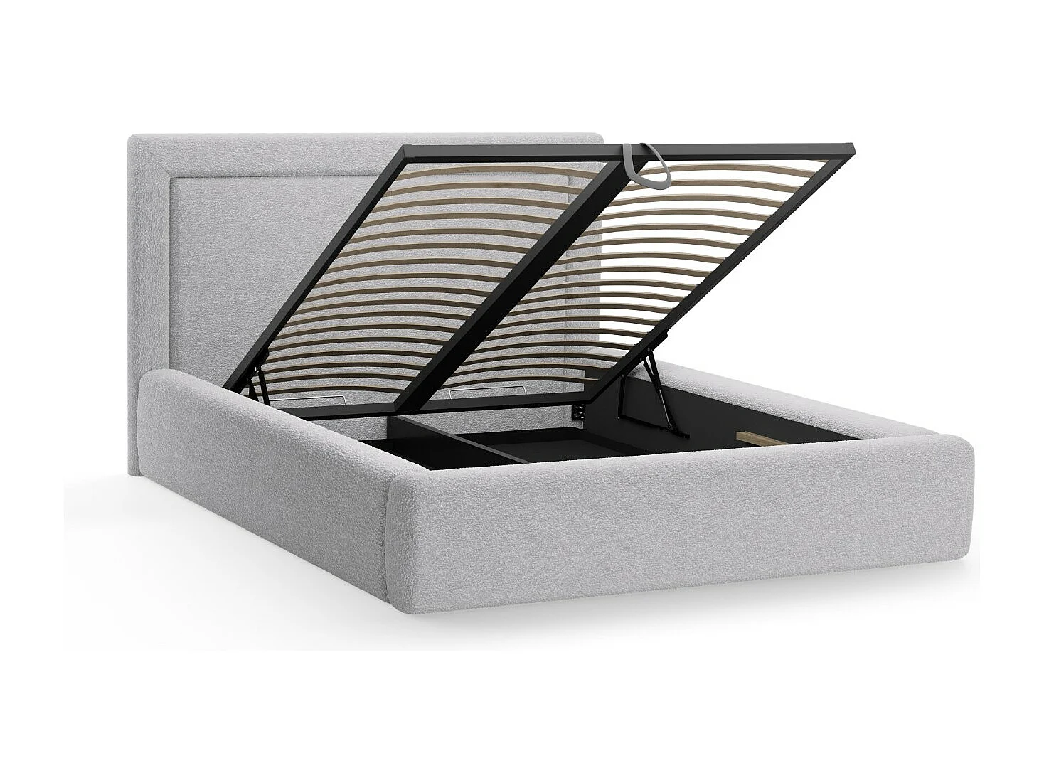 CXL by Christian Lacroix - Lit coffre avec tête de lit "Valerie" 200x200cm en bouclé gris clair - 230x225x120cm