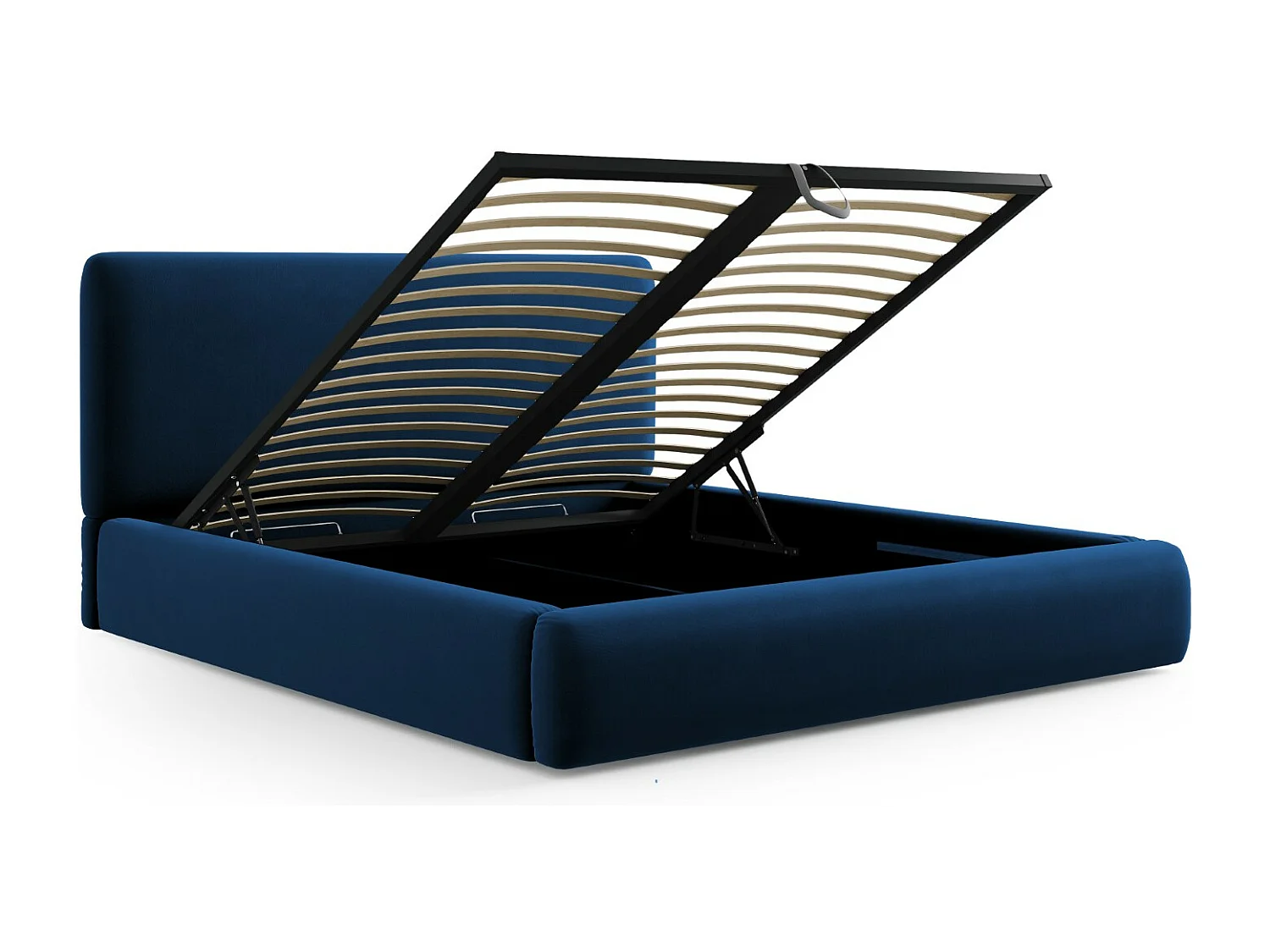 Cosmopolitan Design - Cama con cabecero y baúl "Colonel" 140x200cm de terciopelo azul regio - 220x160x100cm