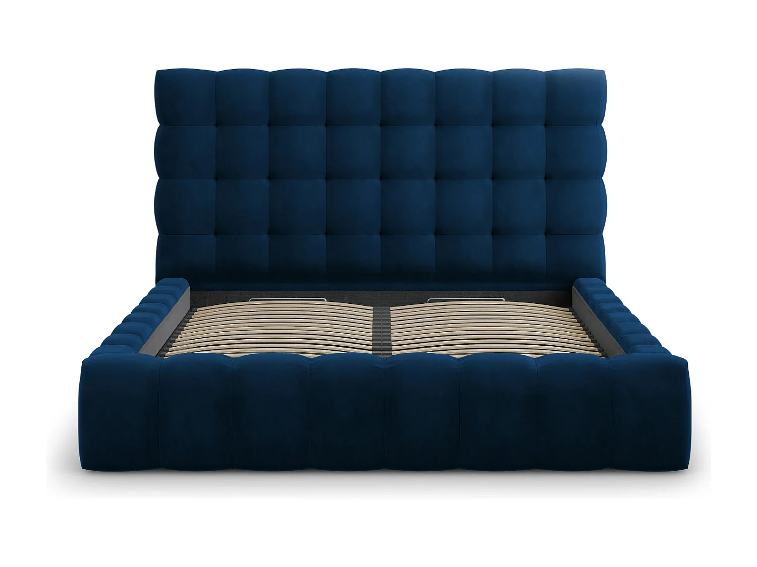 Cosmopolitan Design - Opbergbed met hoofdeinde "Bali" 160x200cm, Flueel, Koningsblauw - 230x185x125cm