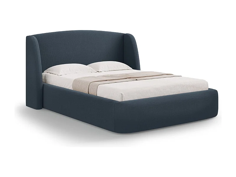 CXL by Christian Lacroix - Opbergbed met hoofdeinde "Aude" 200x200cm, Structurele stof, Donkerblauw - 216x222x103cm