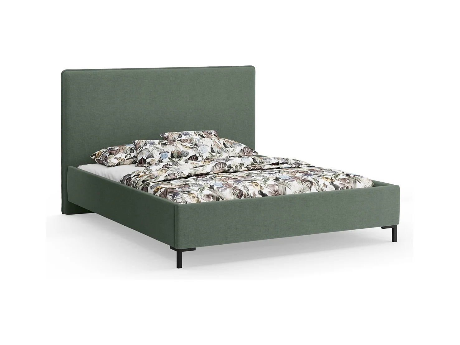 CXL by Christian Lacroix - Lit coffre avec tête de lit "Polly" 140x200cm en chenille vert mousse - 220x150x120cm