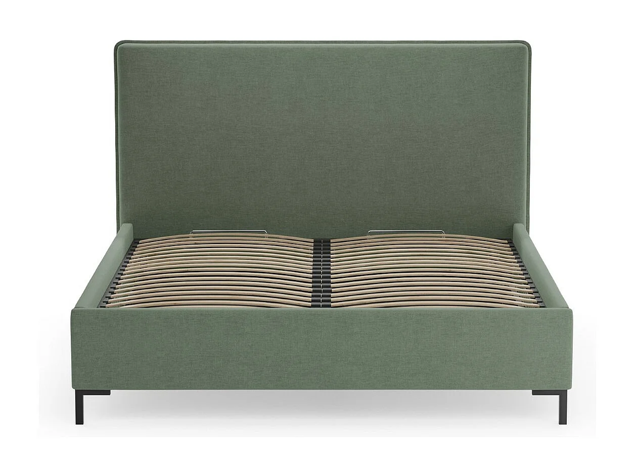 CXL by Christian Lacroix - Lit coffre avec tête de lit "Polly" 140x200cm en chenille vert mousse - 220x150x120cm