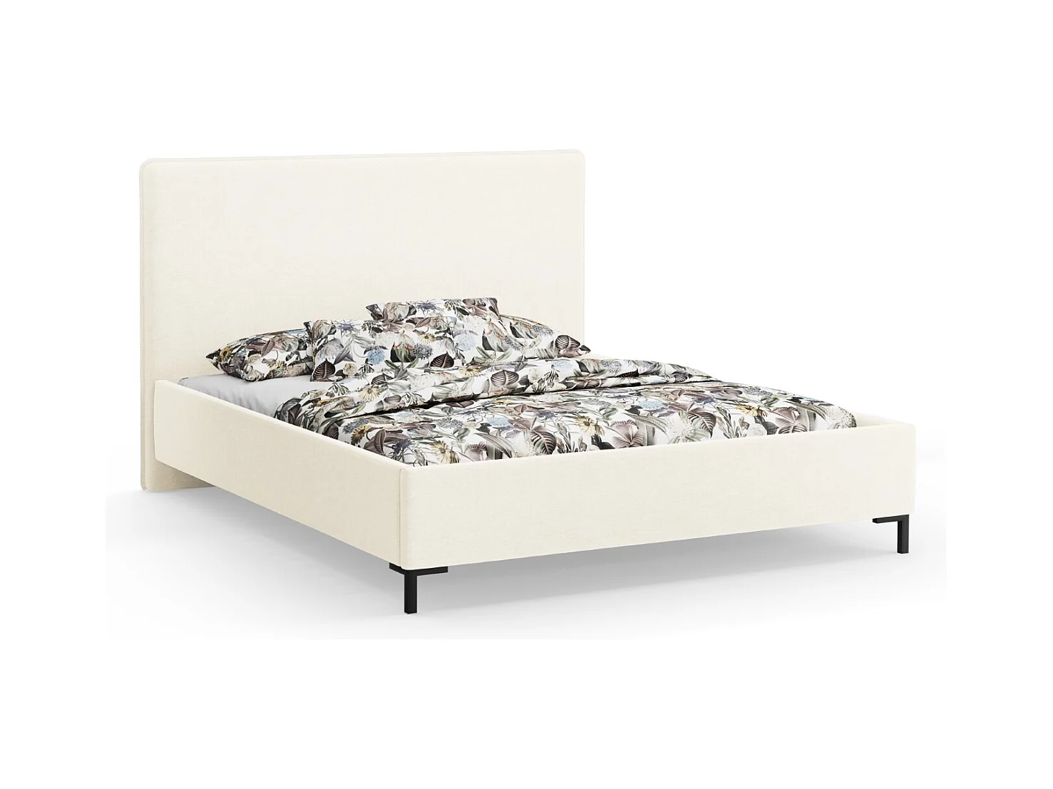 CXL by Christian Lacroix - Lit coffre avec tête de lit "Polly" 160x200cm en chenille ivoire - 220x170x120cm
