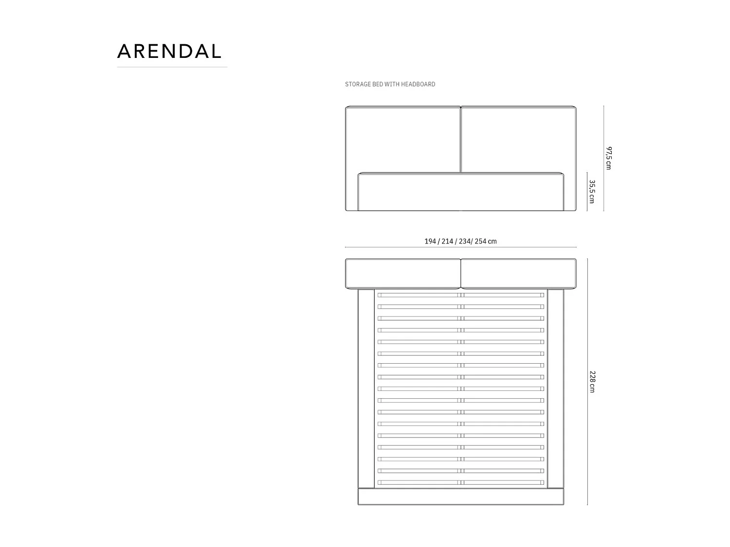 Cosmopolitan Design - Opbergbed met dubbel hoofdbord "Arendal" 200x200cm, Flueel, Grijs - 228x251x97.5cm