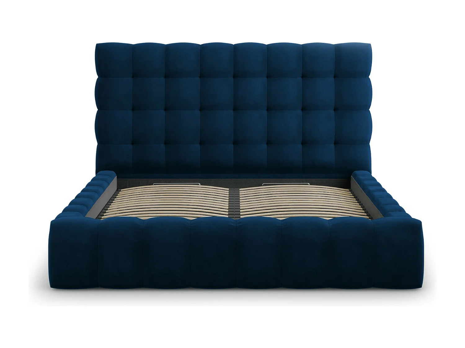 Cosmopolitan Design - Opbergbed met hoofdeinde "Bali" 140x200cm, Flueel, Koningsblauw - 230x165x125cm