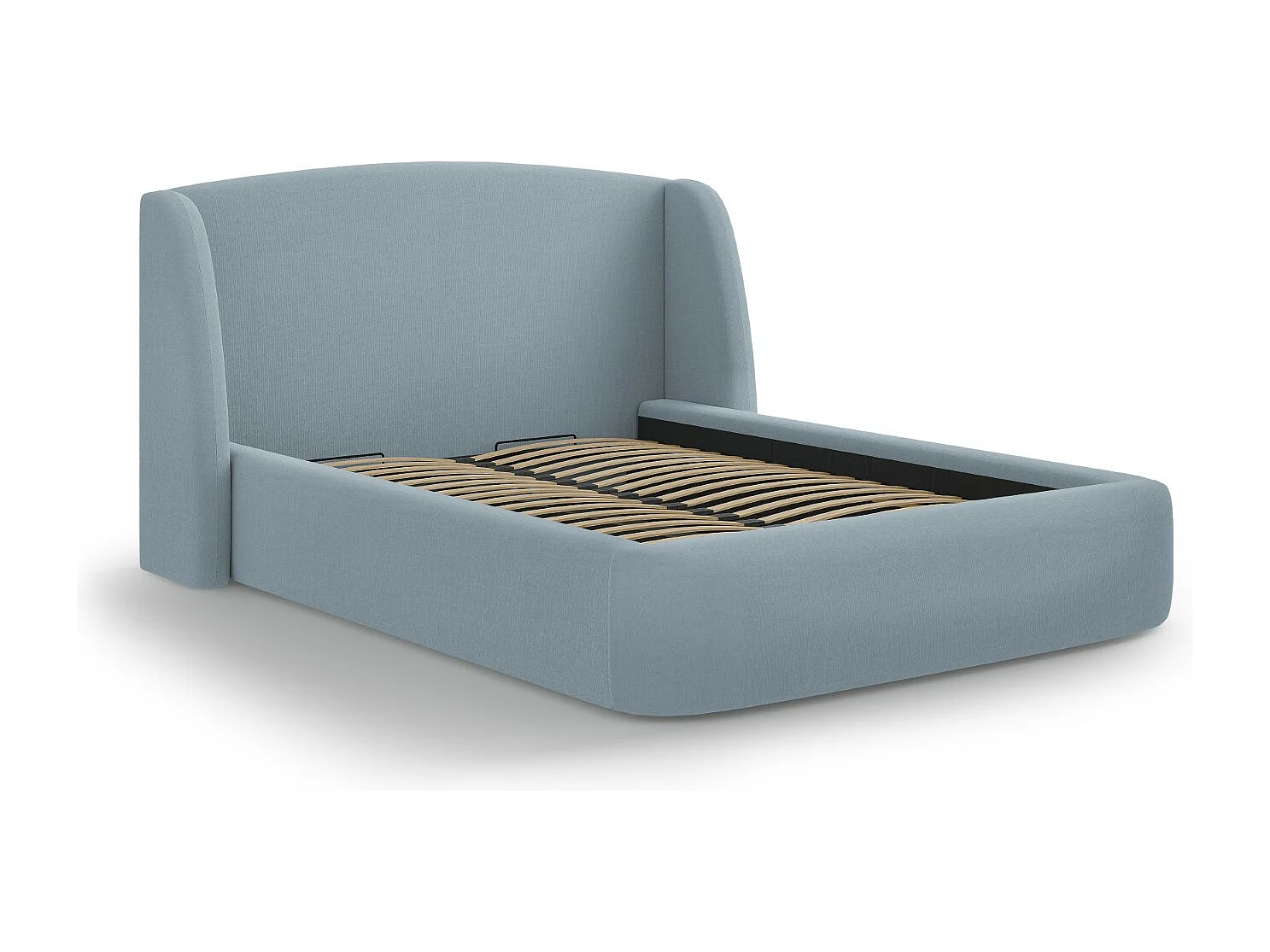 CXL by Christian Lacroix - Opbergbed met hoofdeinde "Aude" 180x200cm, Structurele stof, Lichtblauw - 216x202x103cm