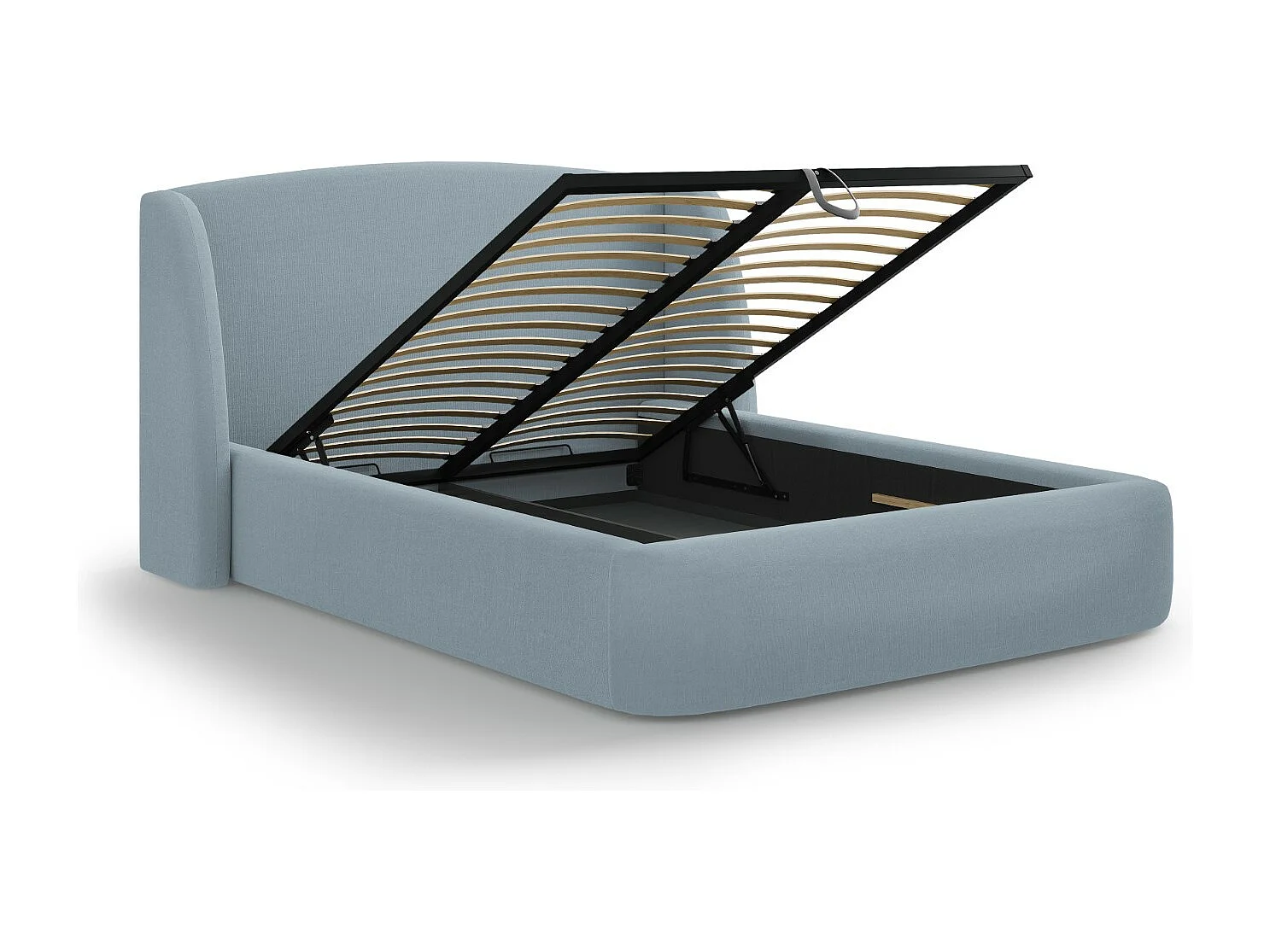 CXL by Christian Lacroix - Opbergbed met hoofdeinde "Aude" 180x200cm, Structurele stof, Lichtblauw - 216x202x103cm