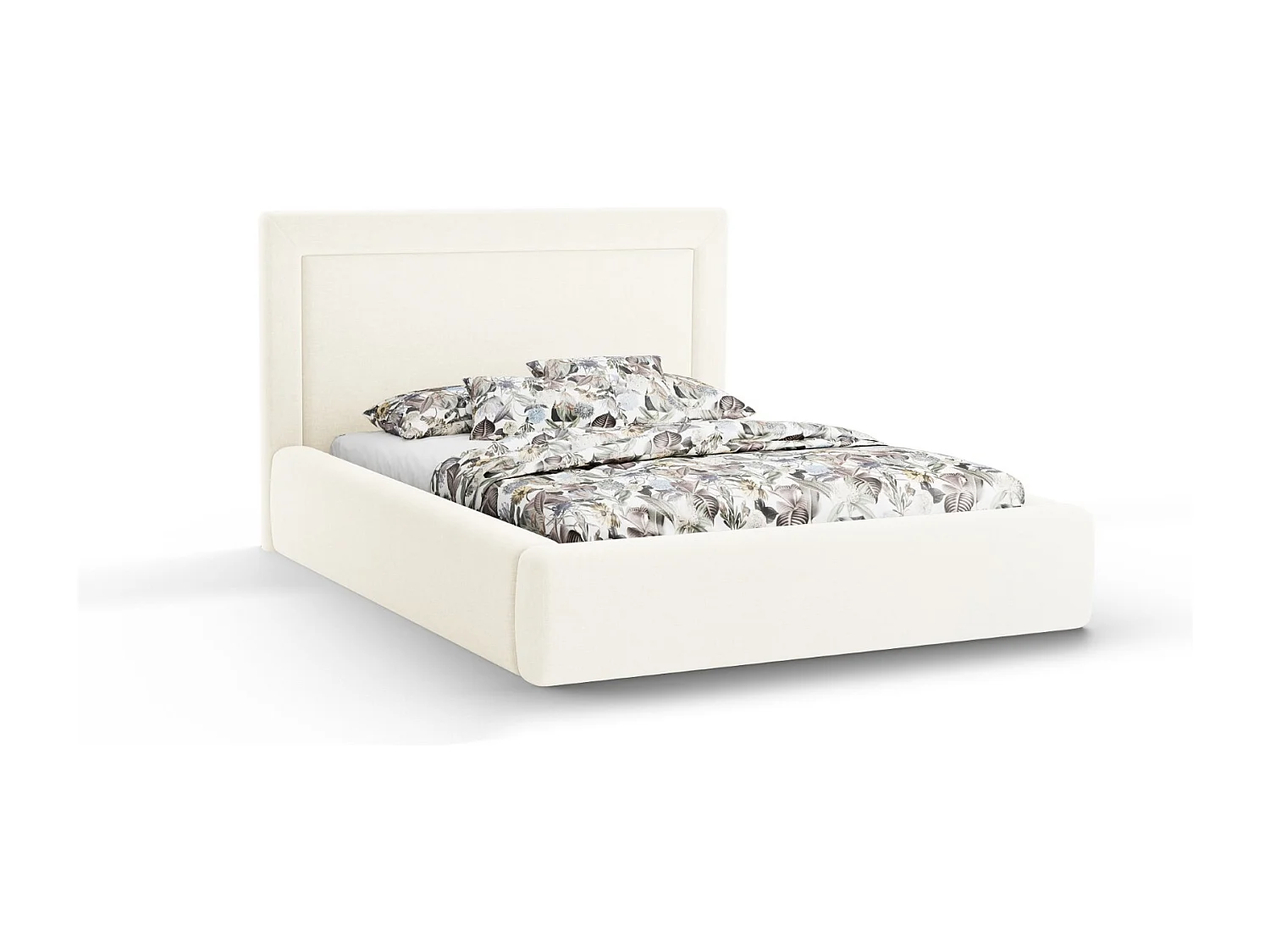 CXL by Christian Lacroix - Cama con cabecero y baúl "Valerie" 160x200cm de tejido chenilla marfil - 230x185x120cm