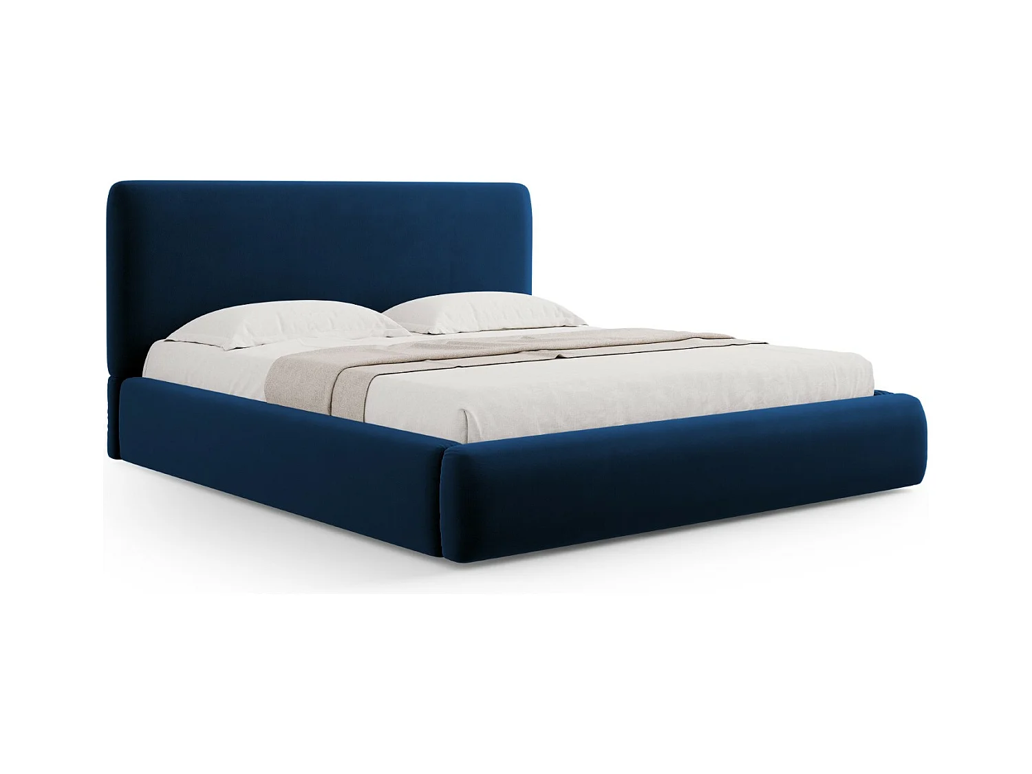 Cosmopolitan Design - Lit coffre avec tête de lit "Colonel" 180x200cm en velours bleu roi - 220x200x100cm