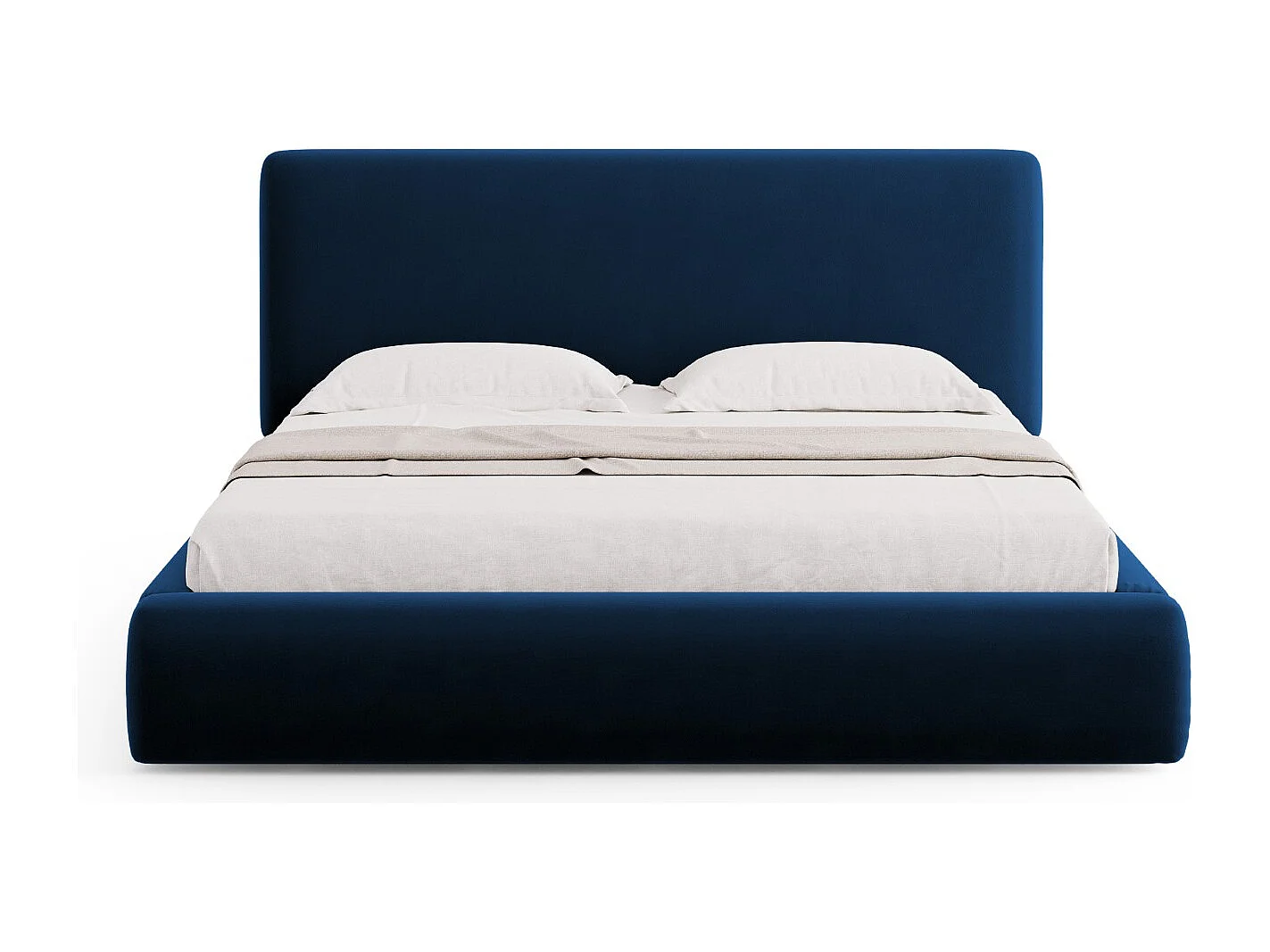 Cosmopolitan Design - Opbergbed met hoofdeinde "Colonel" 180x200cm, Flueel, Koningsblauw - 220x200x100cm