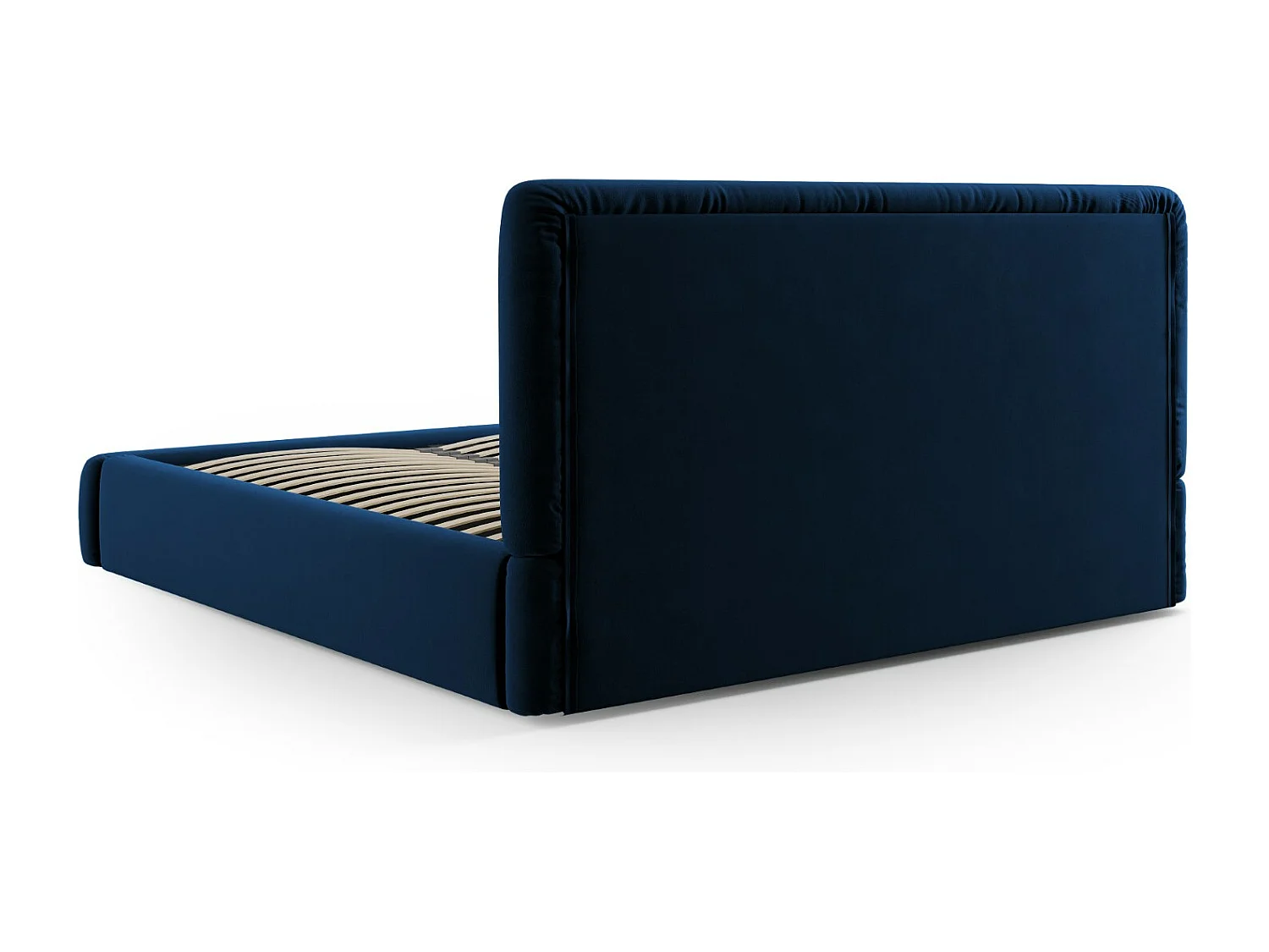 Cosmopolitan Design - Opbergbed met hoofdeinde "Colonel" 180x200cm, Flueel, Koningsblauw - 220x200x100cm