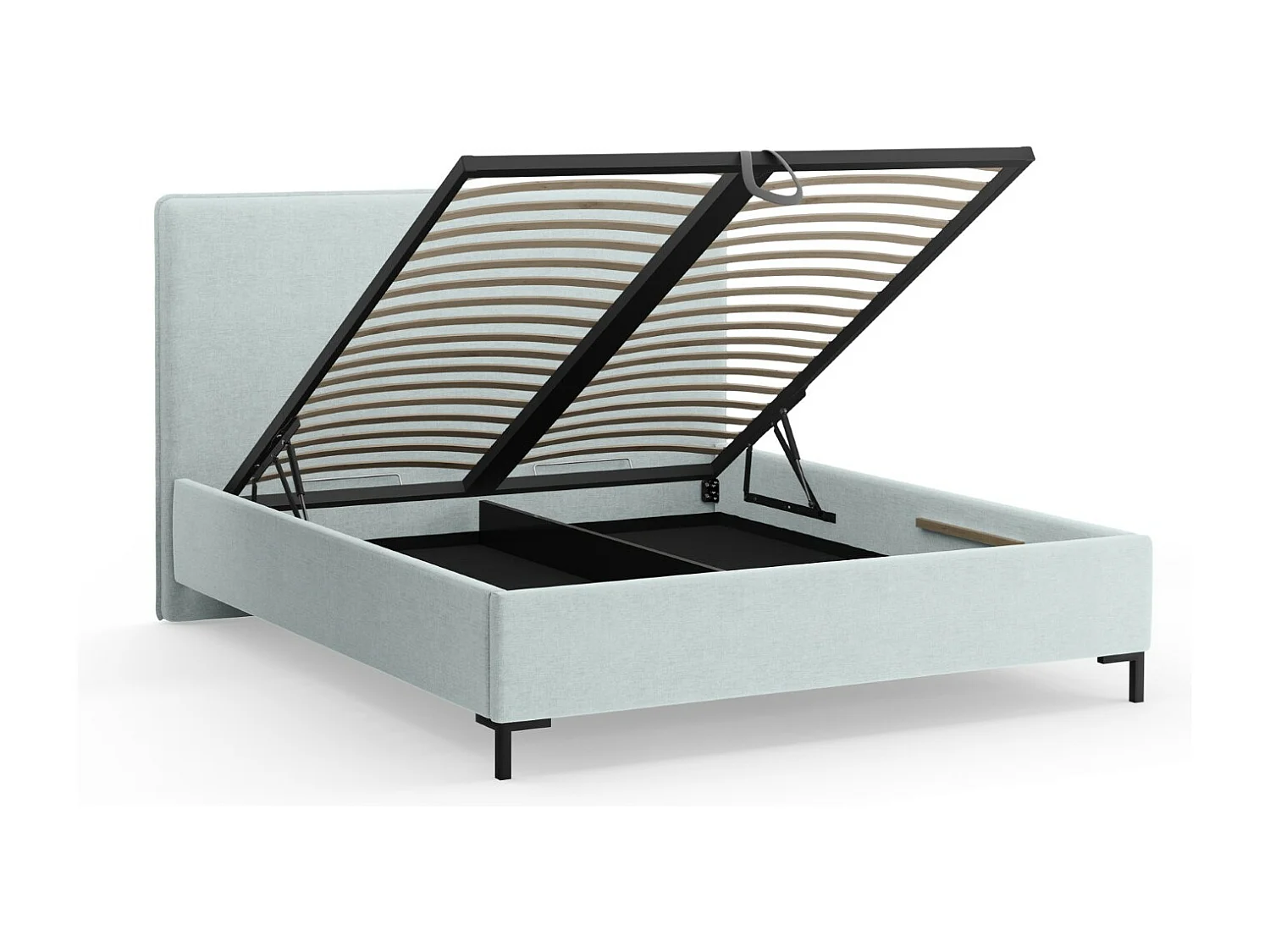 CXL by Christian Lacroix - Opbergbed met hoofdeinde "Polly" 180x200cm, Chenille, Satijn blauw - 220x190x120cm