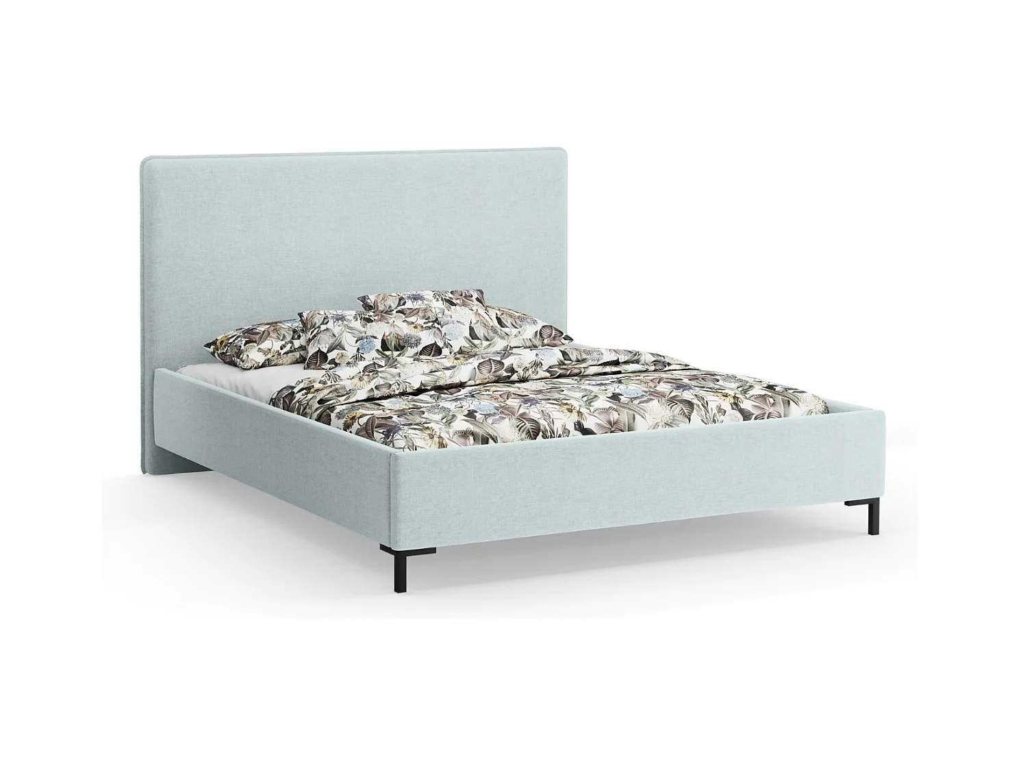 CXL by Christian Lacroix - Opbergbed met hoofdeinde "Polly" 180x200cm, Chenille, Satijn blauw - 220x190x120cm