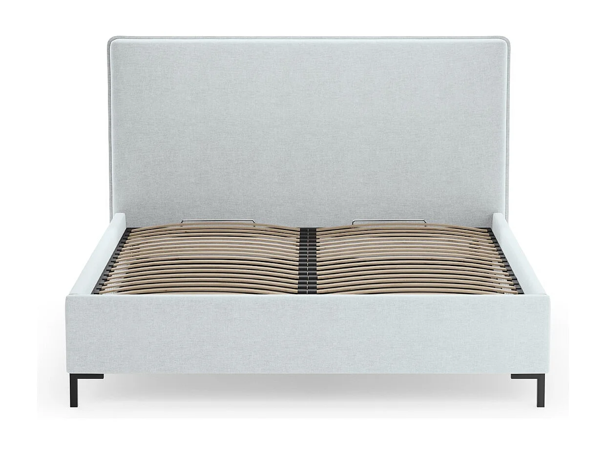 CXL by Christian Lacroix - Bett mit Bettkasten und Kopfteil "Polly" 180x200cm aus Chenille-Stoff blau satiniert - 220x190x120cm