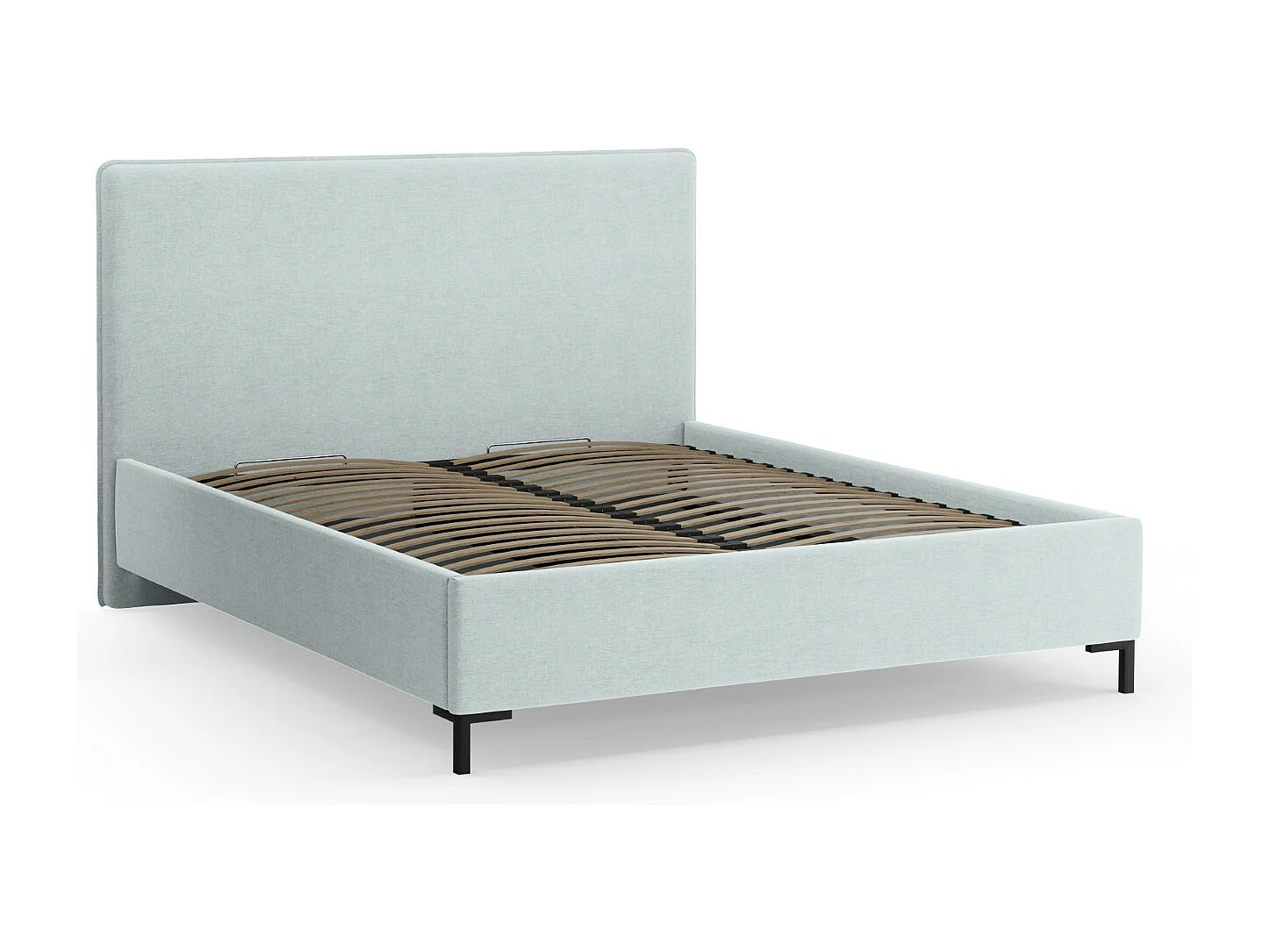 CXL by Christian Lacroix - Bett mit Bettkasten und Kopfteil "Polly" 180x200cm aus Chenille-Stoff blau satiniert - 220x190x120cm