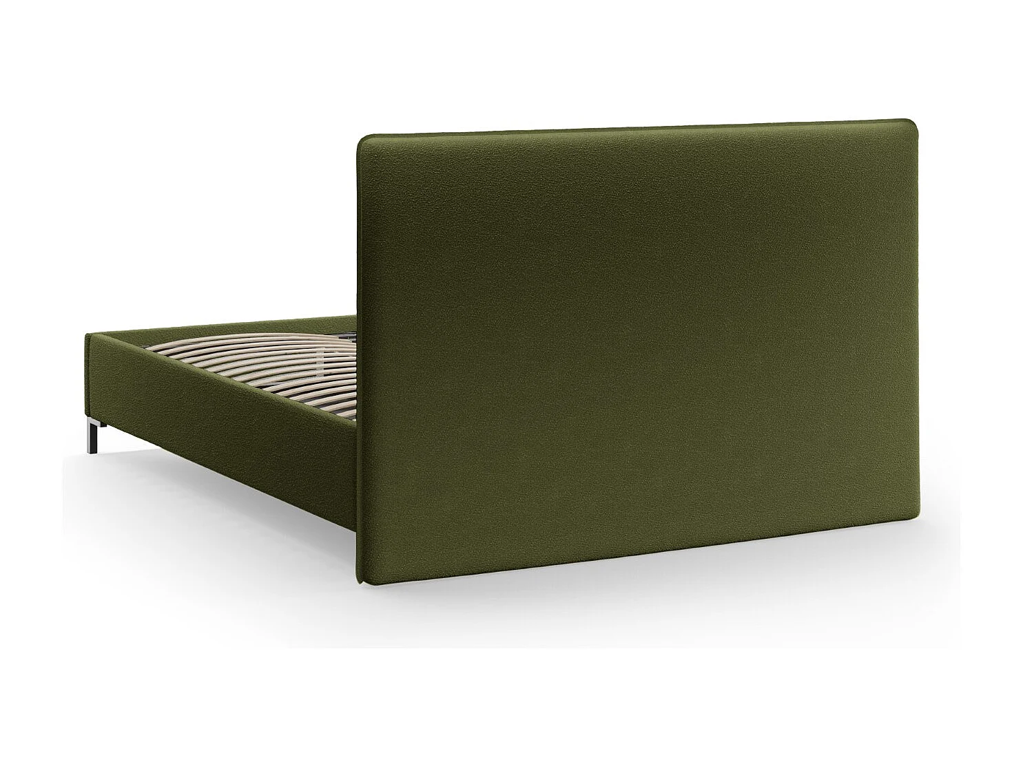 CXL by Christian Lacroix - Łóżko ze schowkiem i zagłówkiem, "Polly" 140x200cm boucle, ciemna oliwkowa zieleń - 220x150x120cm