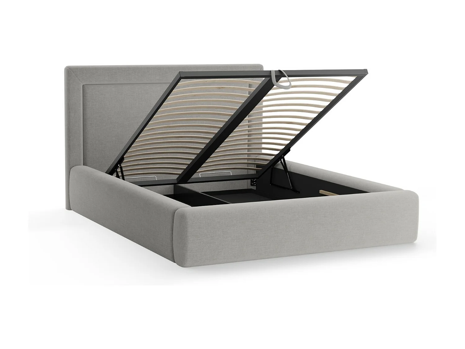 CXL by Christian Lacroix - Lit coffre avec tête de lit "Valerie" 180x200cm en chenille gris - 230x205x120cm