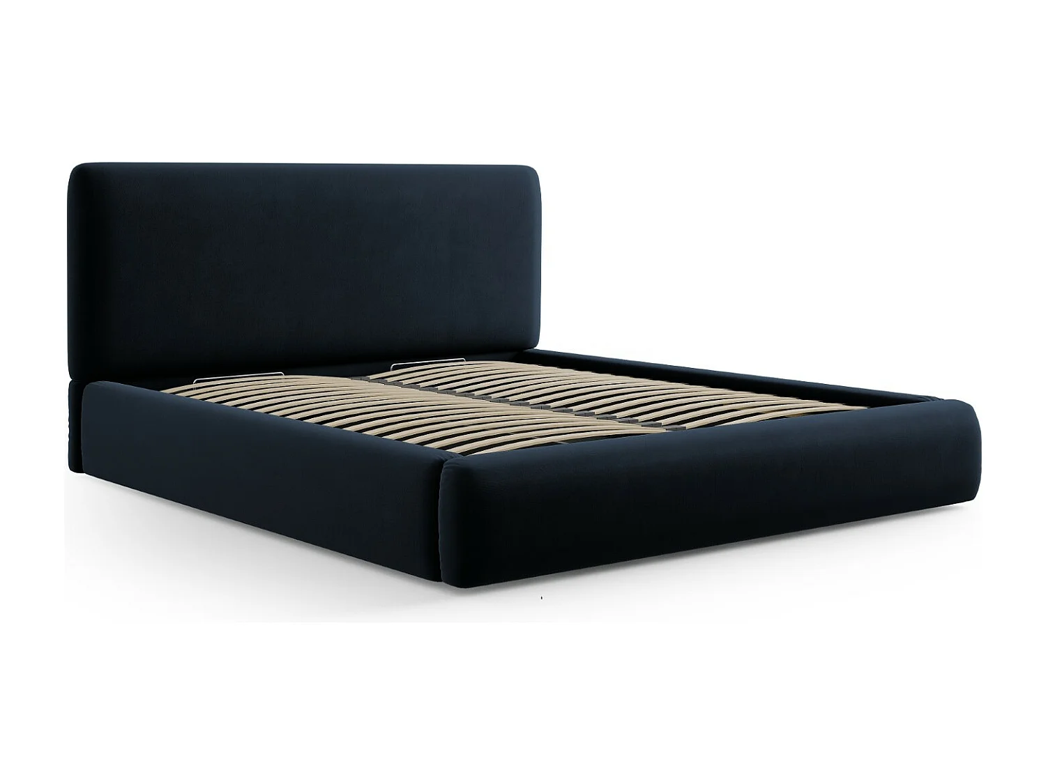 Cosmopolitan Design - Opbergbed met hoofdeinde "Colonel" 180x200cm, Flueel, Donkerblauw - 220x200x100cm