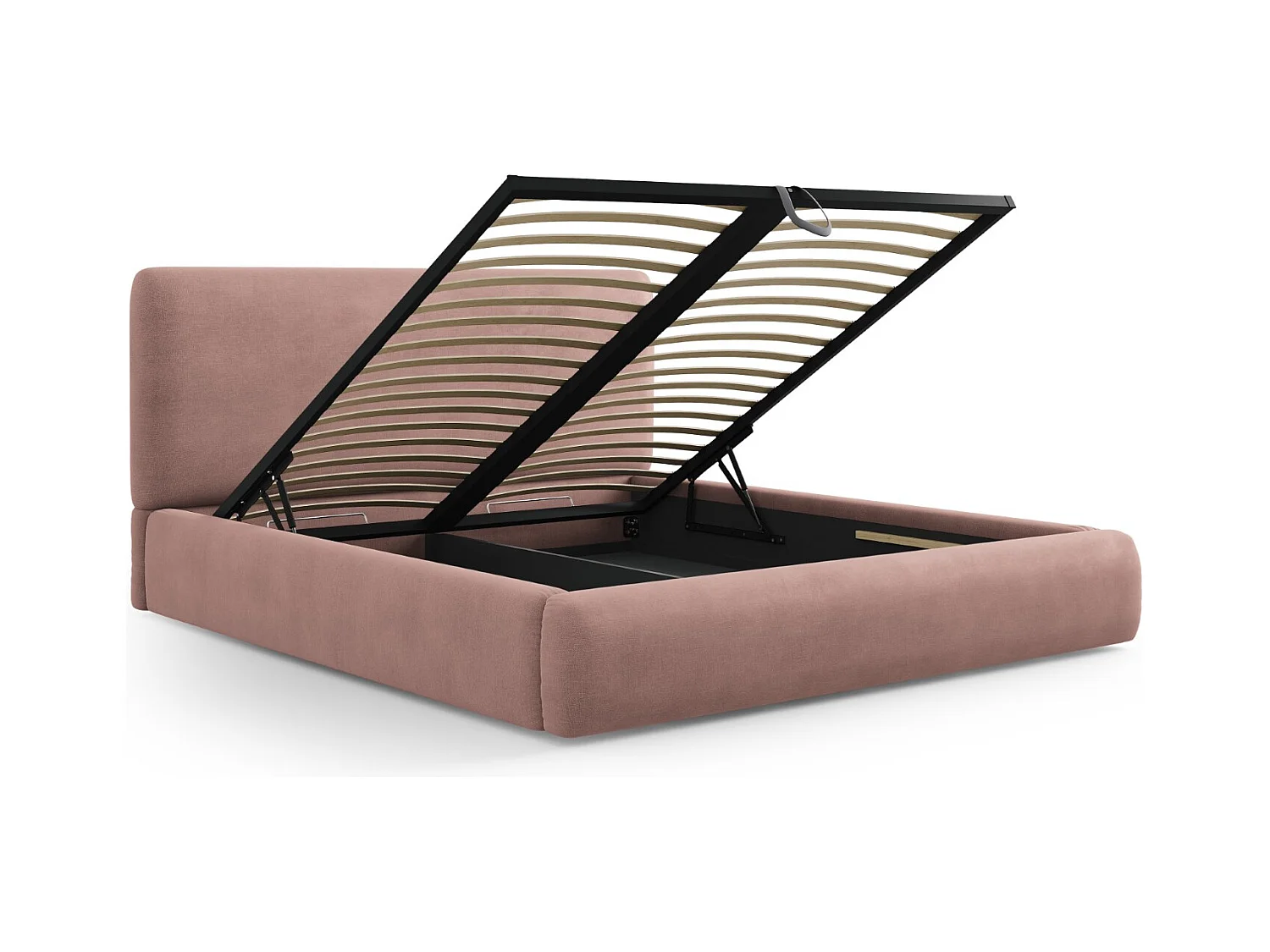 Cosmopolitan Design - Letto a cassettone con testiera "Colonel" 160x200cm in ciniglia rosa - 220x180x100cm
