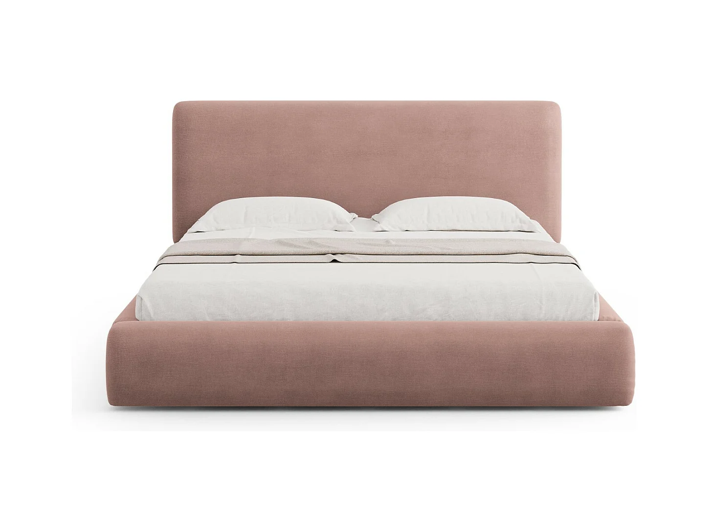 Cosmopolitan Design - Letto a cassettone con testiera "Colonel" 160x200cm in ciniglia rosa - 220x180x100cm