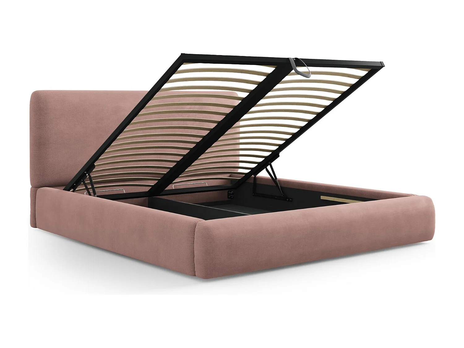 Cosmopolitan Design - Opbergbed met hoofdeinde "Colonel" 160x200cm, Chenille, Roze - 220x180x100cm