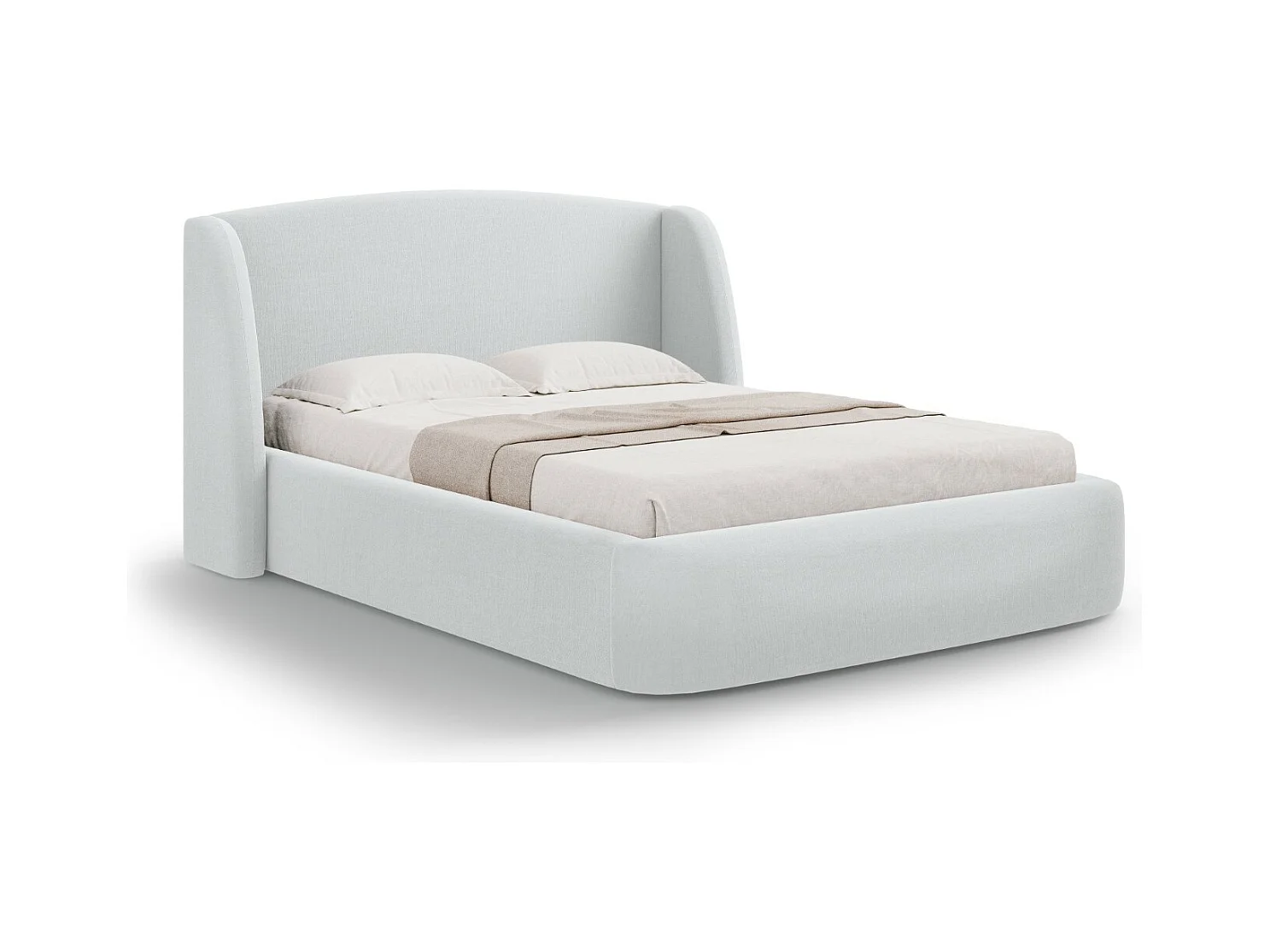 CXL by Christian Lacroix - Opbergbed met hoofdeinde "Aude" 180x200cm, Structurele stof, Koel lichtgrijs - 216x202x103cm