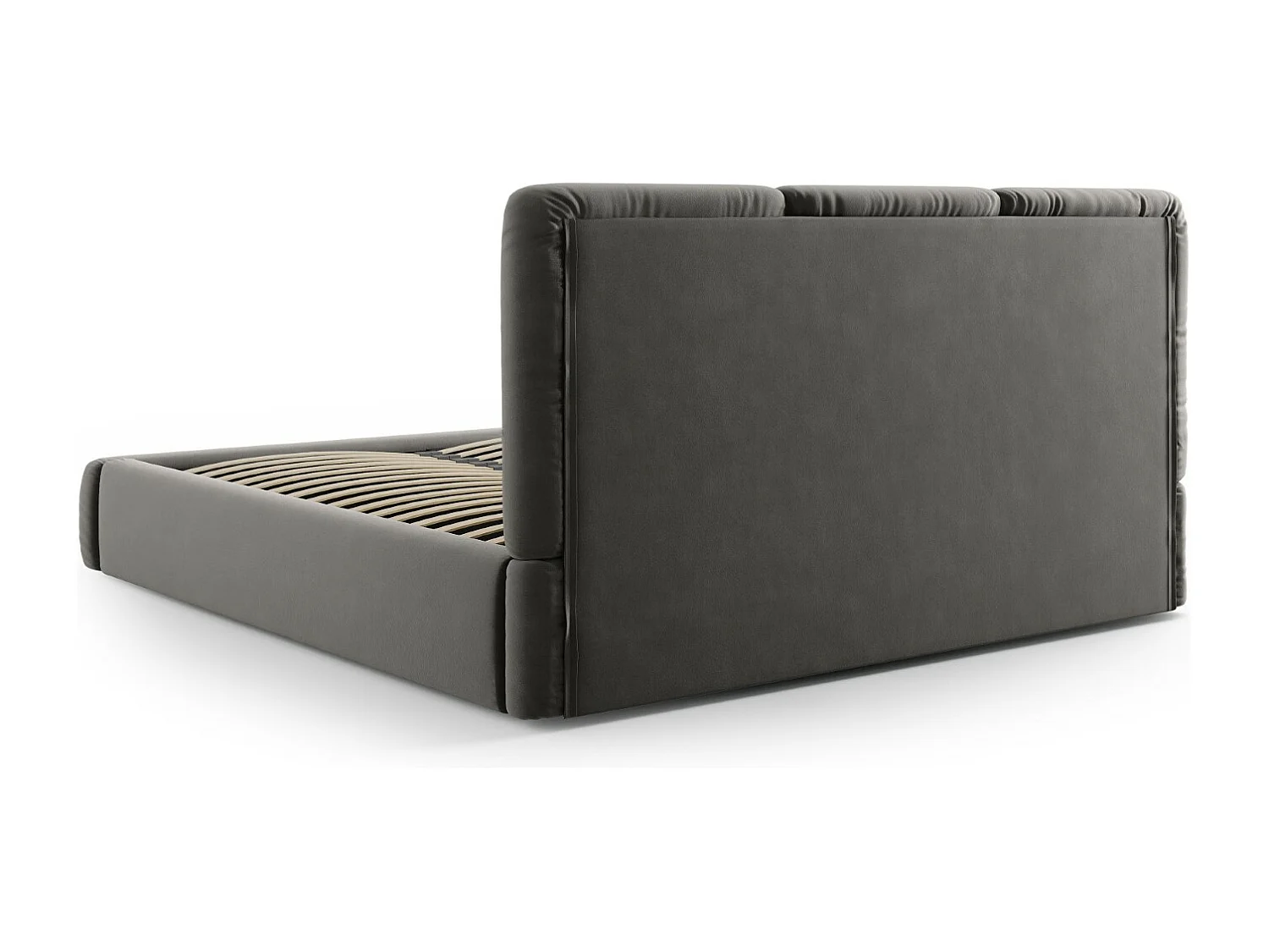 Cosmopolitan Design - Opbergbed met hoofdeinde "Nicolas" 140x200cm, Flueel, Lichtgrijs - 220x160x100cm