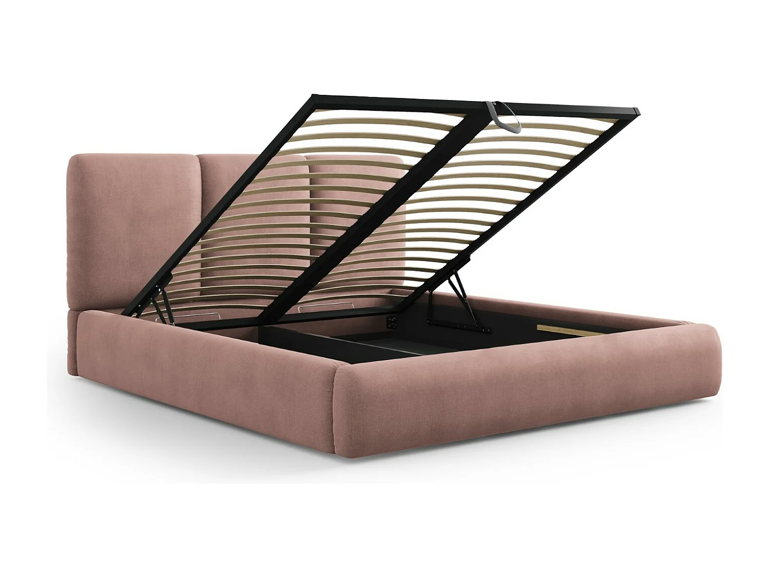 Cosmopolitan Design - Opbergbed met hoofdeinde "Nicolas" 160x200cm, Chenille, Roze - 220x180x100cm