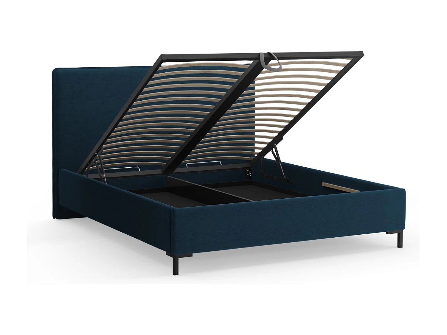 CXL by Christian Lacroix - Letto a cassettone con testiera "Polly" 140x200cm in ciniglia blu scuro - 220x150x120cm