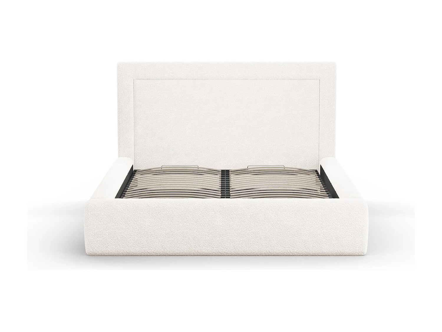 CXL by Christian Lacroix - Bett mit Bettkasten und Kopfteil "Valerie" 140x200cm aus Boucle weiß - 230x165x120cm