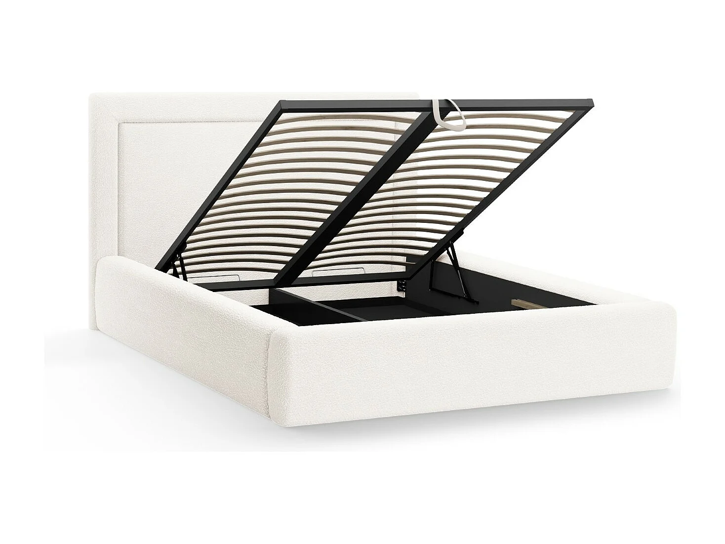 CXL by Christian Lacroix - Lit coffre avec tête de lit "Valerie" 140x200cm en bouclé blanc - 230x165x120cm