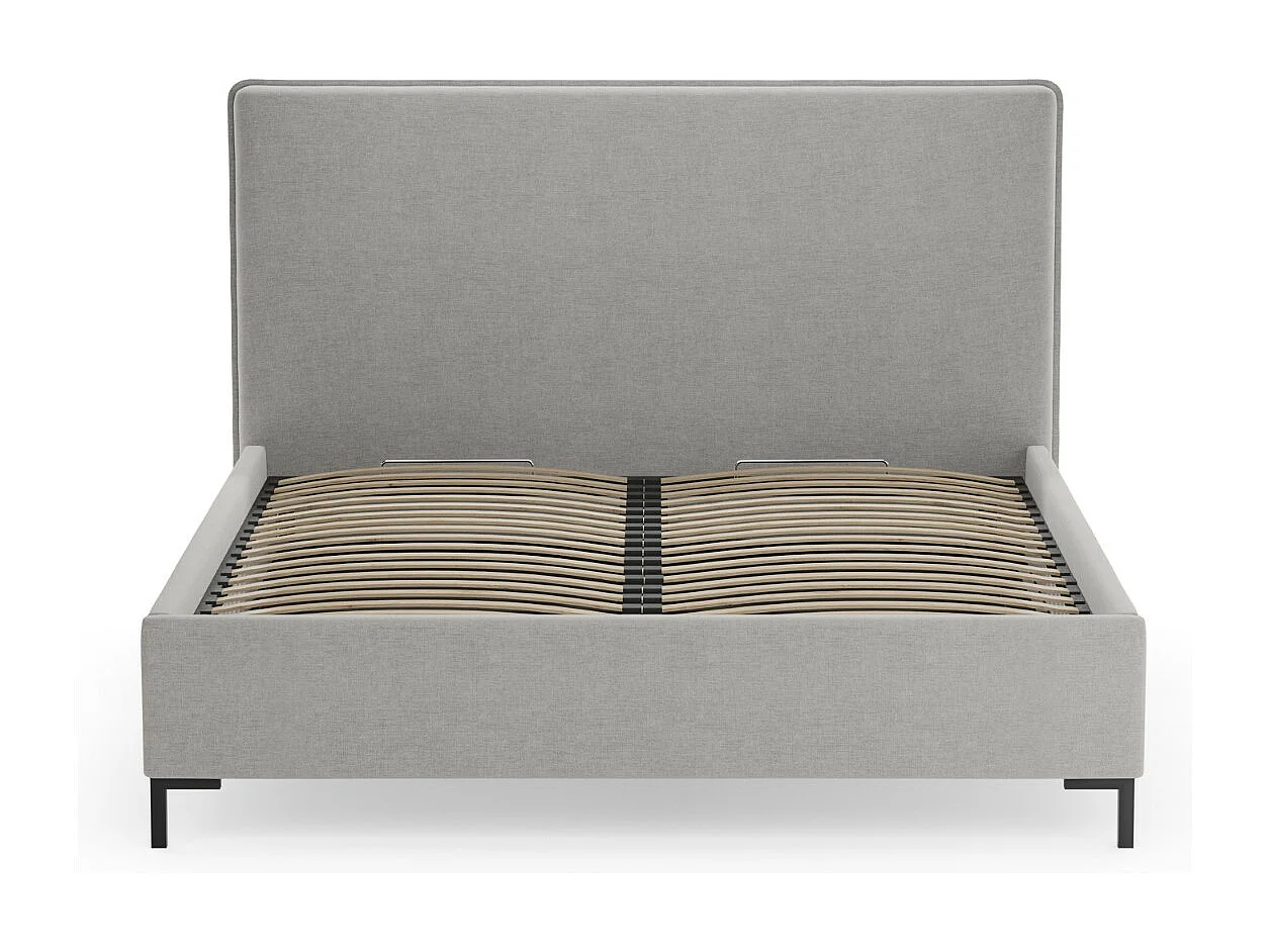 CXL by Christian Lacroix - Bett mit Bettkasten und Kopfteil "Polly" 180x200cm aus Chenille-Stoff grau - 220x190x120cm