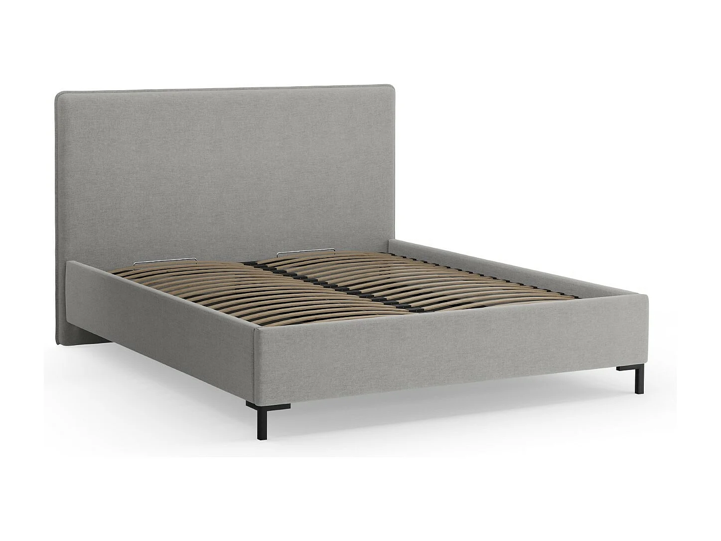 CXL by Christian Lacroix - Bett mit Bettkasten und Kopfteil "Polly" 180x200cm aus Chenille-Stoff grau - 220x190x120cm