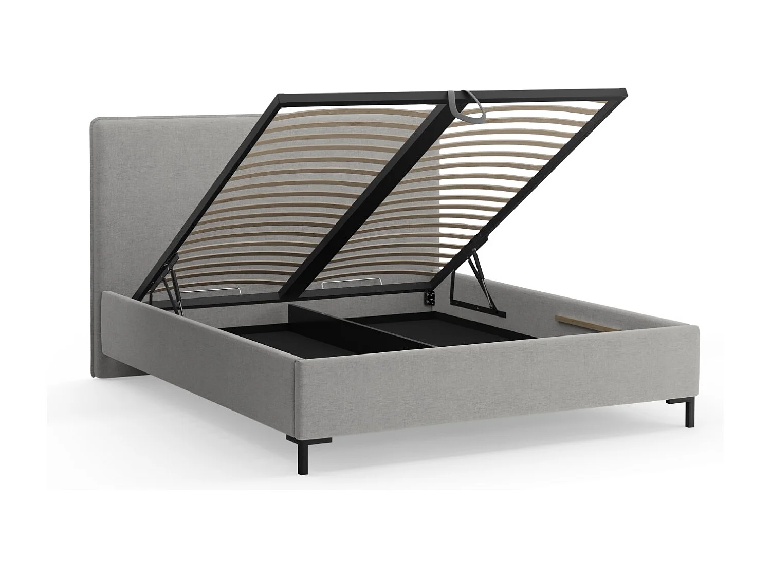 CXL by Christian Lacroix - Bett mit Bettkasten und Kopfteil "Polly" 180x200cm aus Chenille-Stoff grau - 220x190x120cm