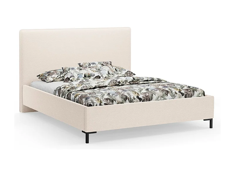 CXL by Christian Lacroix - Cama con cabecero y baúl "Polly" 140x200cm de tejido bouclé beige - 220x150x120cm