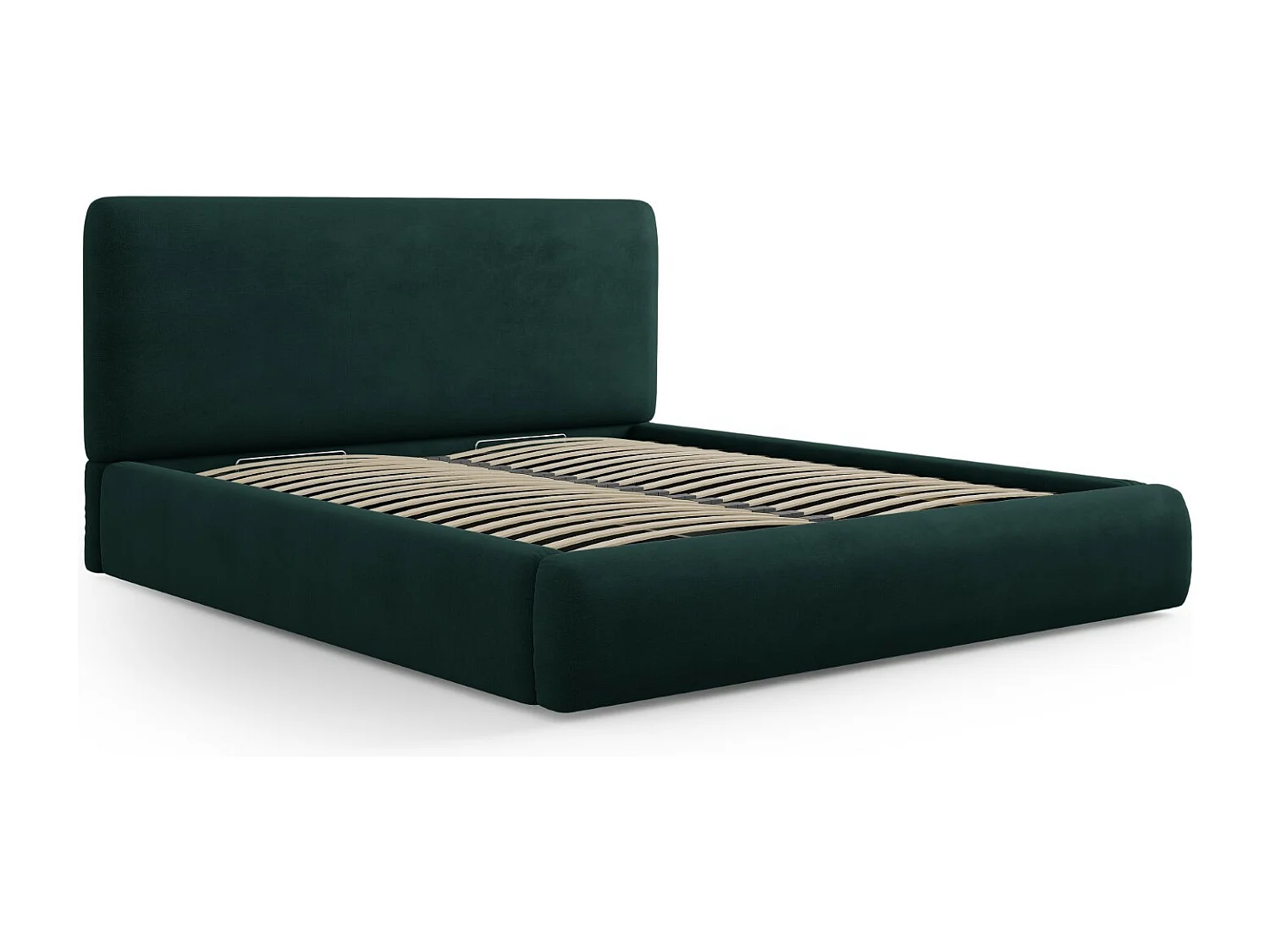 Cosmopolitan Design - Lit coffre avec tête de lit "Colonel" 180x200cm en chenille vert bouteille - 220x200x100cm