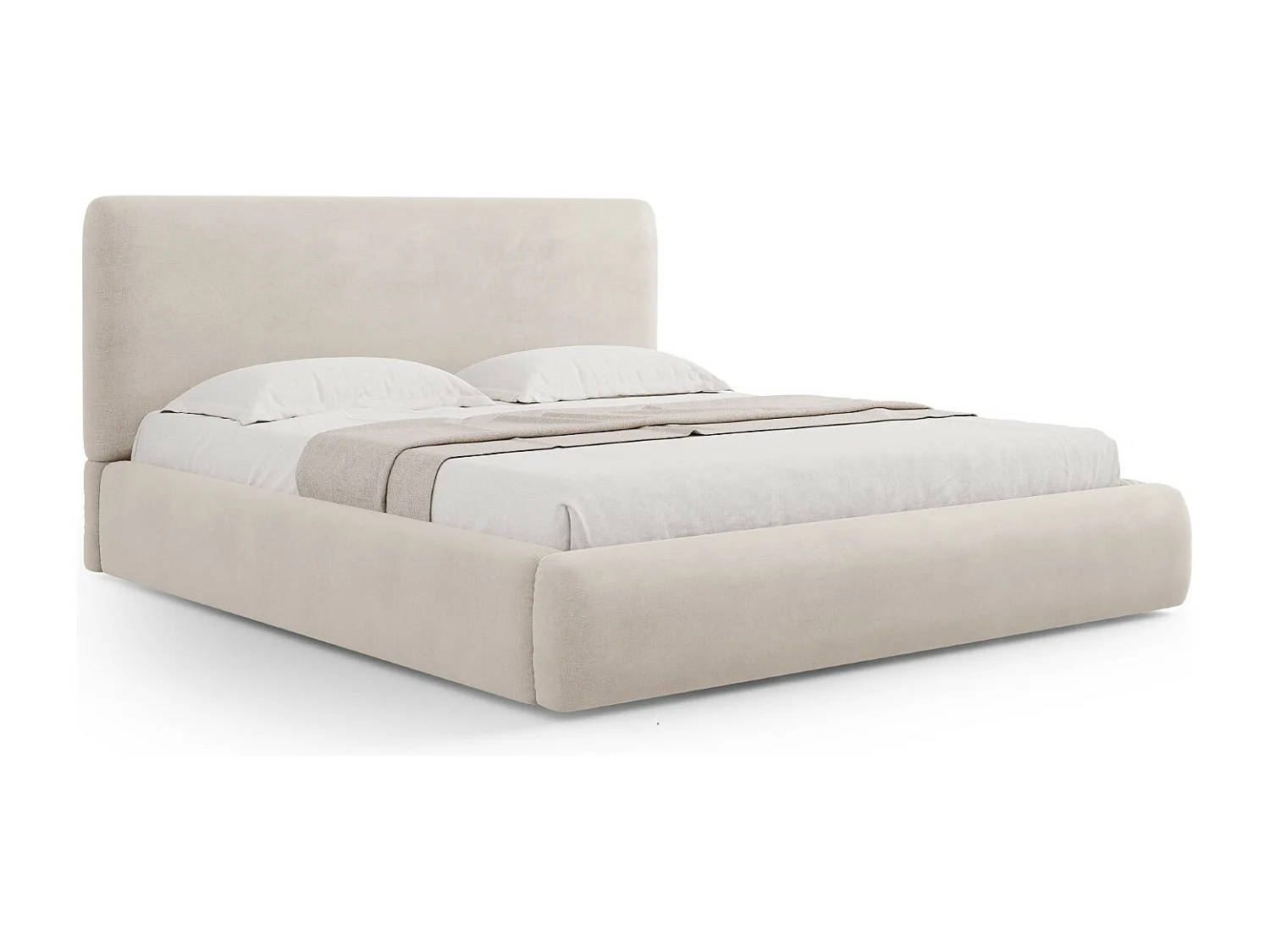 Cosmopolitan Design - Opbergbed met hoofdeinde "Colonel" 180x200cm, Chenille, Beige - 220x200x100cm