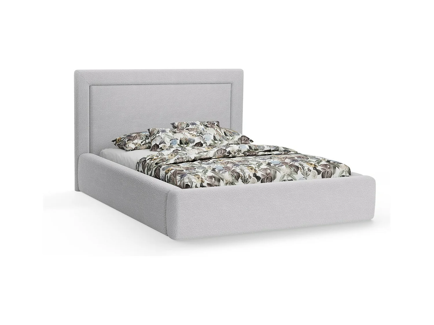 CXL by Christian Lacroix - Opbergbed met hoofdeinde "Valerie" 160x200cm, Boucle, Lichtgrijs - 230x185x120cm
