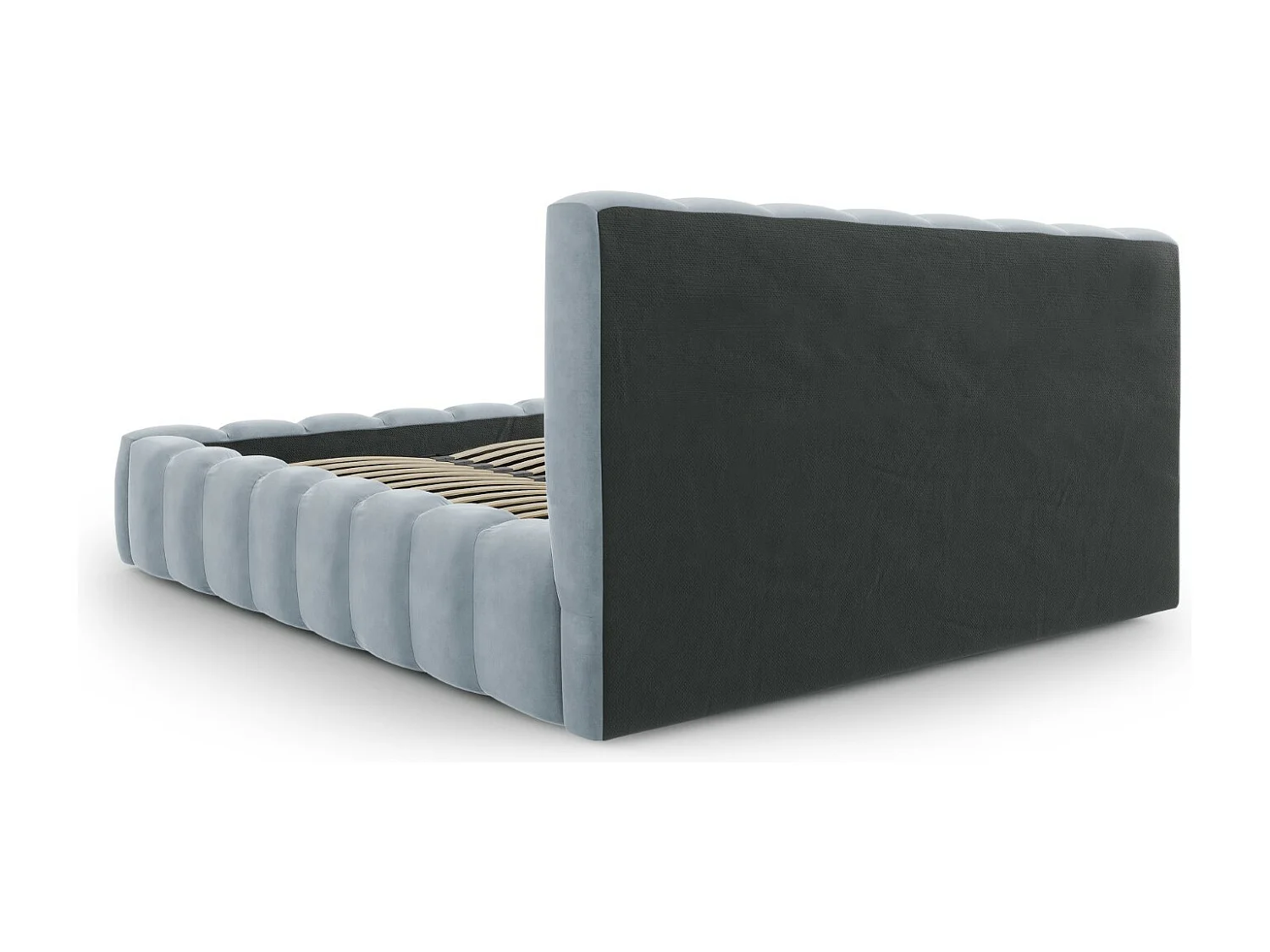 CXL by Christian Lacroix - Opbergbed met hoofdeinde "Ludivine" 180x200cm, Flueel, Lichtblauw - 230x205x94cm