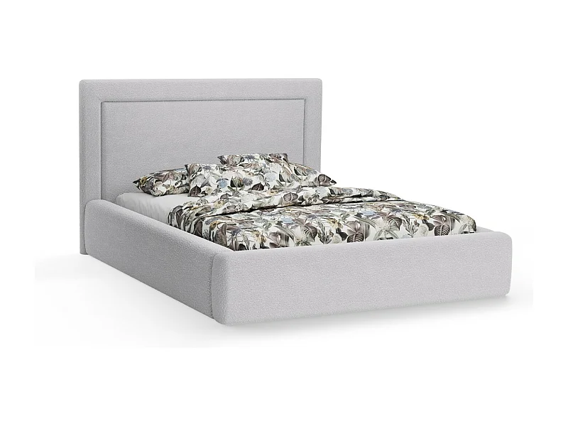 CXL by Christian Lacroix - Bett mit Bettkasten und Kopfteil "Valerie" 140x200cm aus Boucle hellgrau - 230x165x120cm