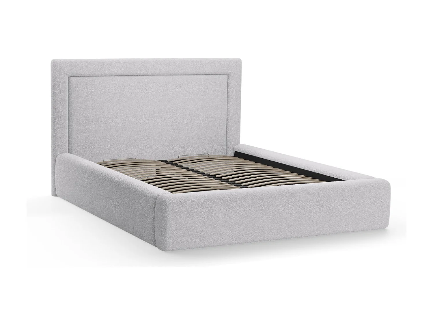 CXL by Christian Lacroix - Opbergbed met hoofdeinde "Valerie" 140x200cm, Boucle, Lichtgrijs - 230x165x120cm