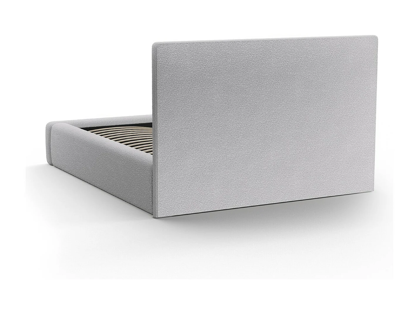 CXL by Christian Lacroix - Lit coffre avec tête de lit "Valerie" 140x200cm en bouclé gris clair - 230x165x120cm