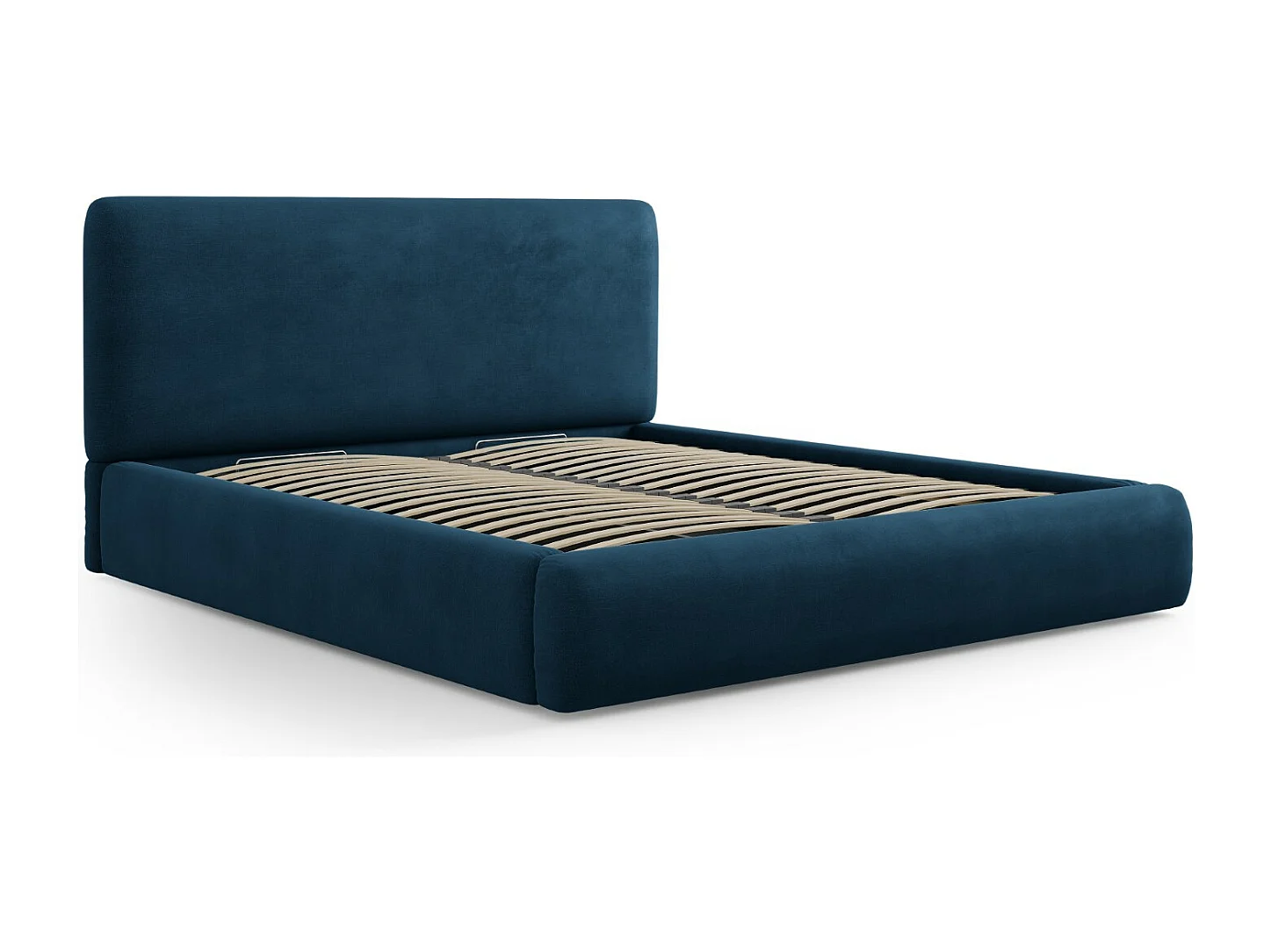 Cosmopolitan Design - Opbergbed met hoofdeinde "Colonel" 160x200cm, Chenille, Koningsblauw - 220x180x100cm